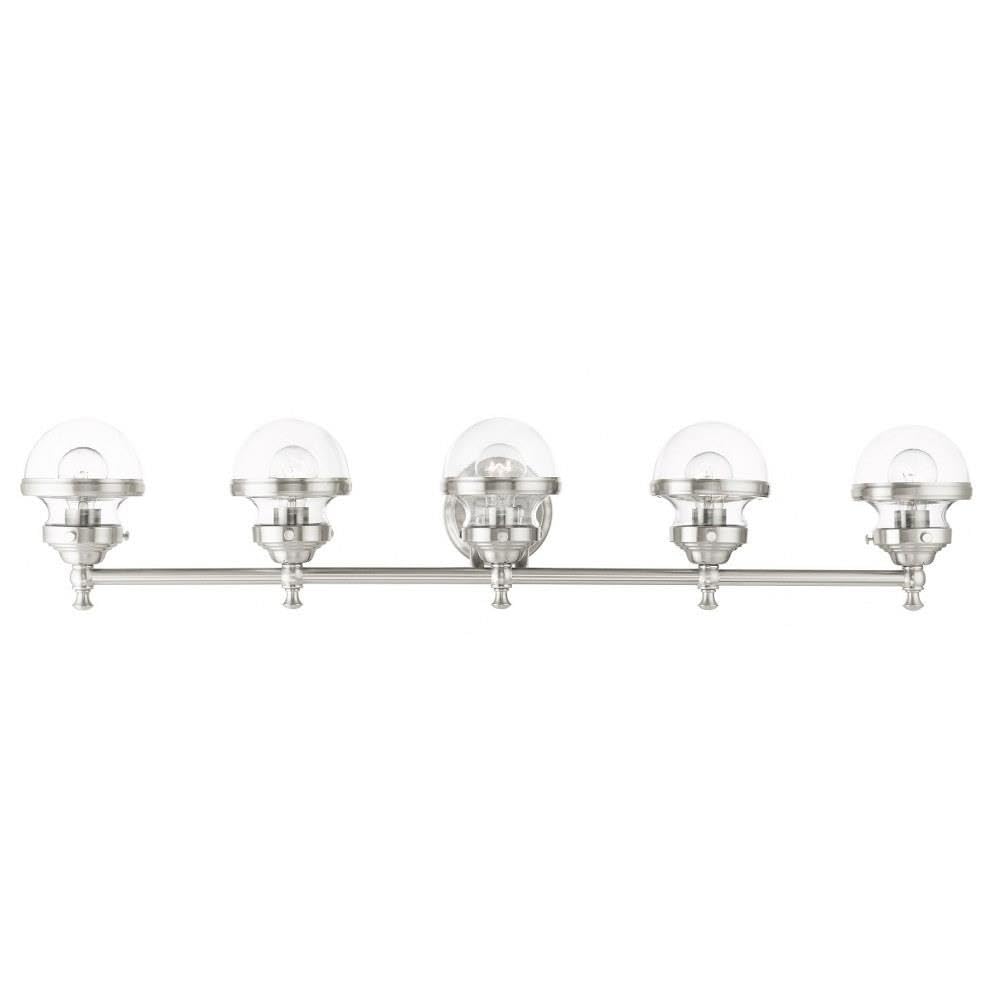 Livex Lighting 17415-91 5-Light Brushed Nickel Bathroom Vanity Light Fixture - Perfect for Modern Bathrooms, Powder Rooms & Spa-Style Decor