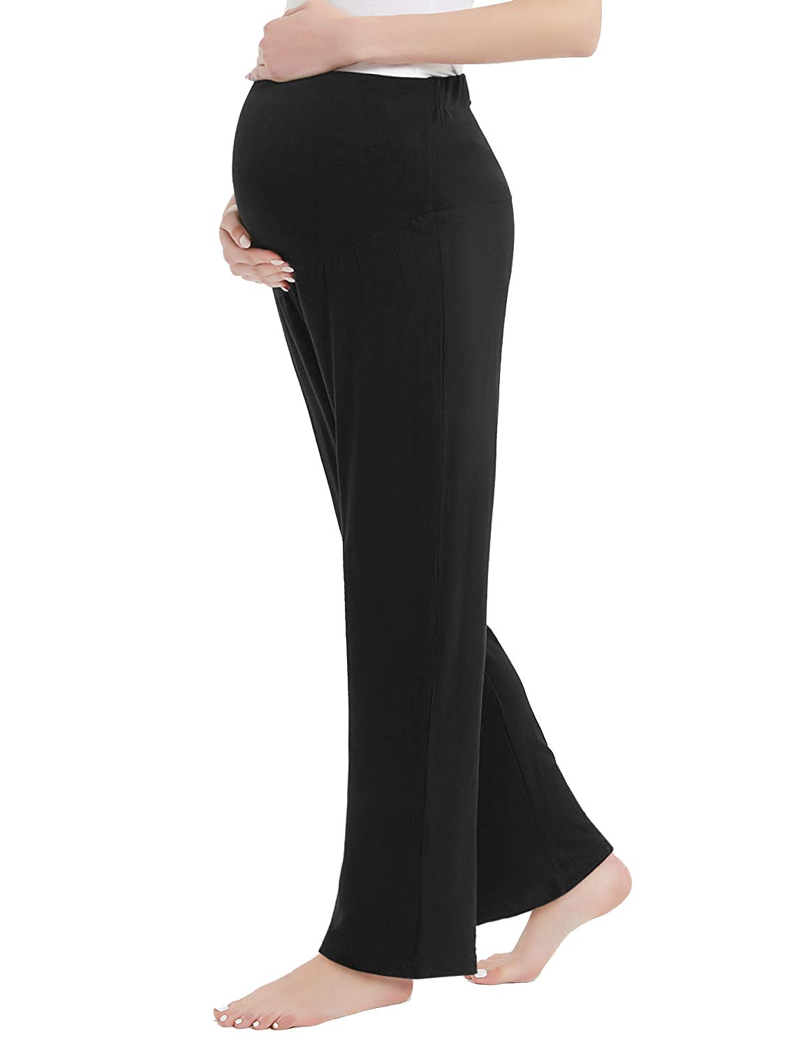 Amorbella Women's Maternity Sweatpants - Over The Belly Pregnancy Yoga Pants, Soft Lounge & Pajama Pants for Comfortable Wear at Home, Workouts and Relaxation