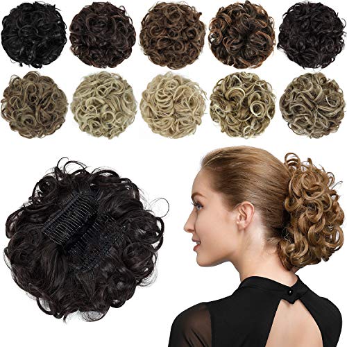 Classic Curly Chignon Hairpiece Bun - Elegant Synthetic Hair Bun for Women | Perfect for Weddings, Prom, Cosplay & Everyday Hairstyles