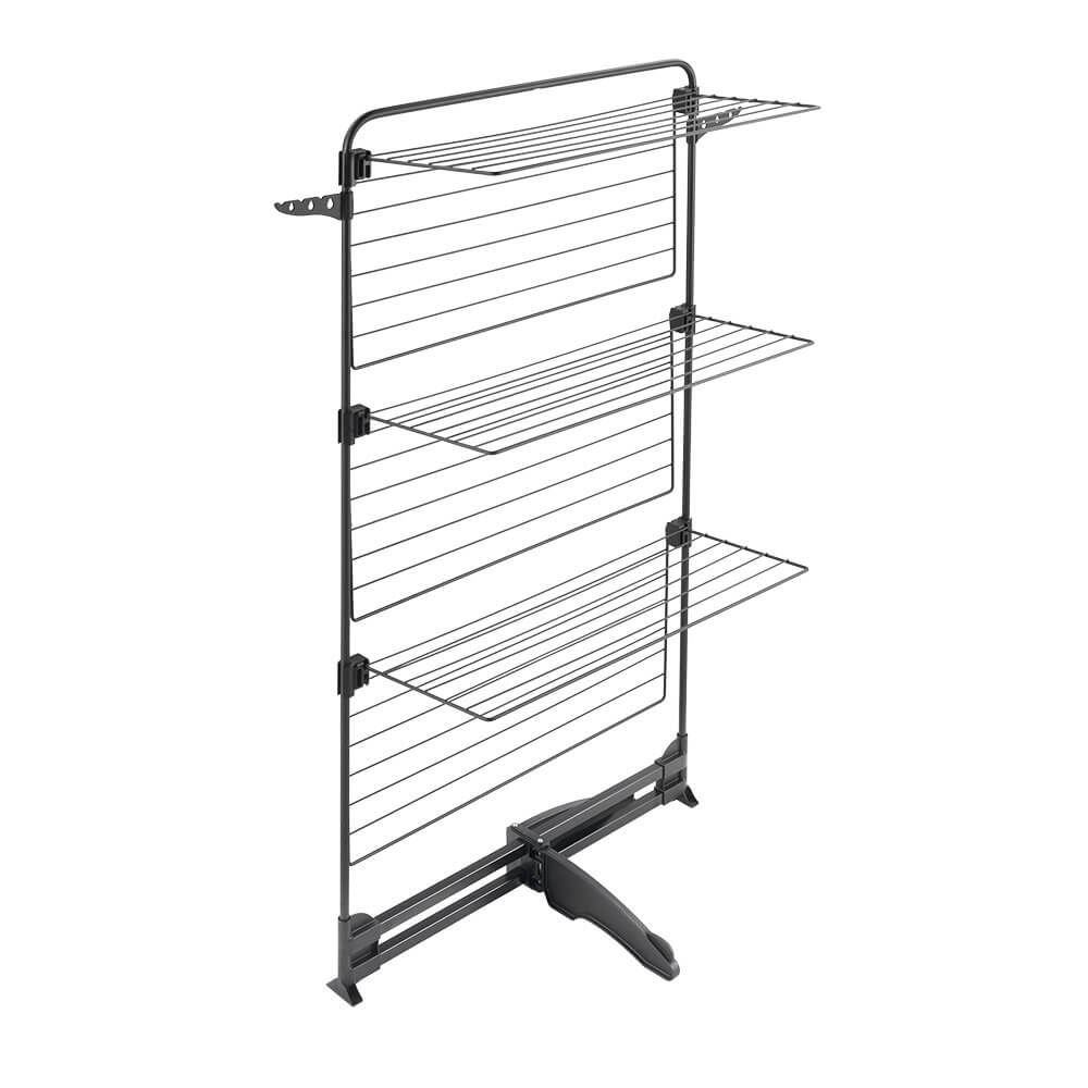 Storm Onyx 3-Tier Clothes Drying Rack | Space-Saving Laundry Organizer | Foldable Garment Airer in Matte Black | Perfect for Apartments, Dorms & Small Spaces