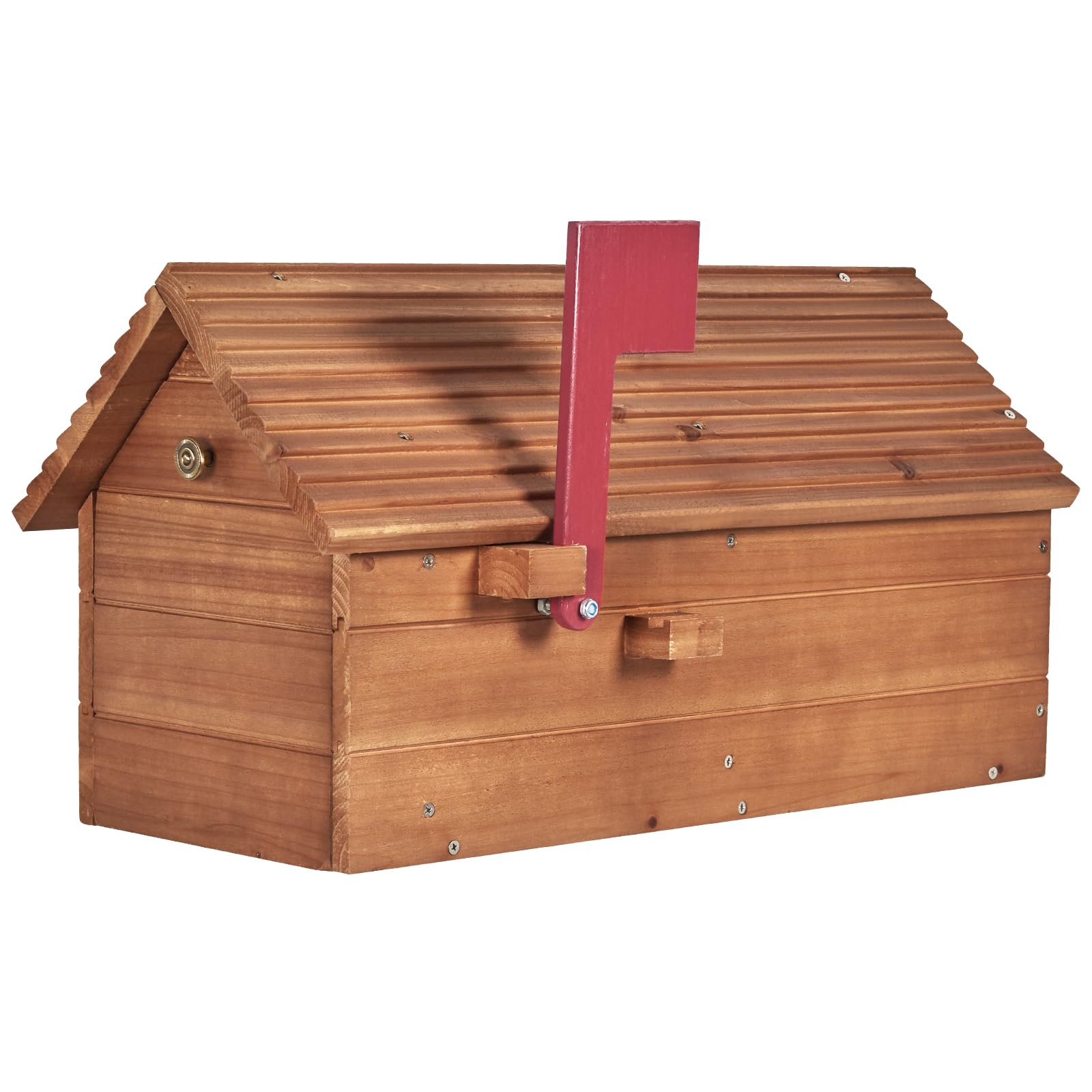 Outdoor Cedar Mailbox with Wood Roof - Decorative House Mailbox for Envelopes, Letters & Packages - Perfect for Garden, Yard, School & Library Use