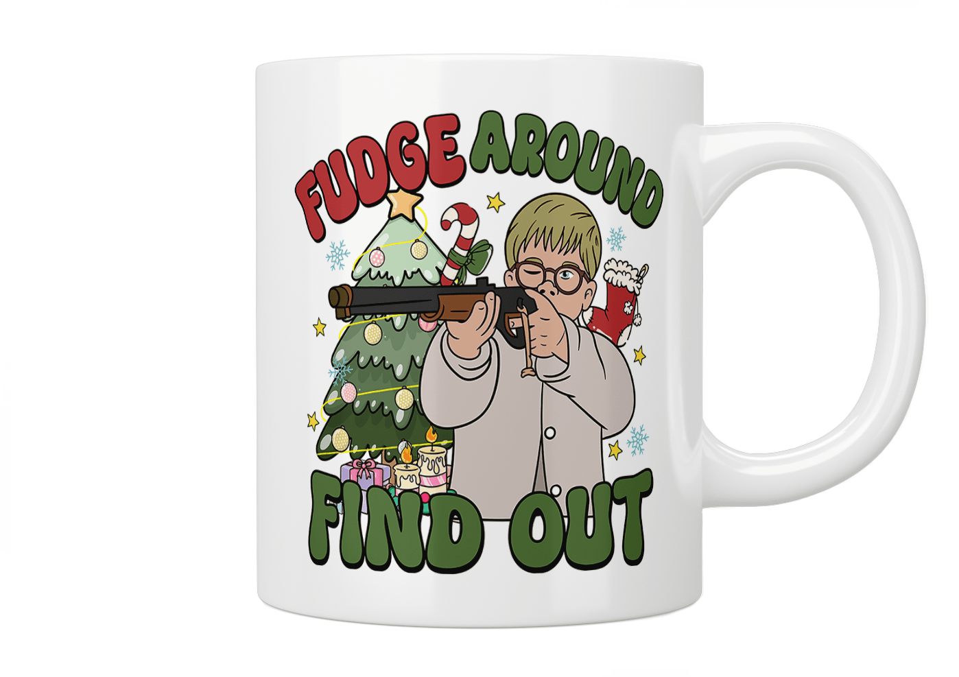 Funny Christmas Mug - 'Fudge Around Find Out' Novelty Coffee Cup - Perfect for Holiday Gifts, Office Humor & Festive Coffee Lovers