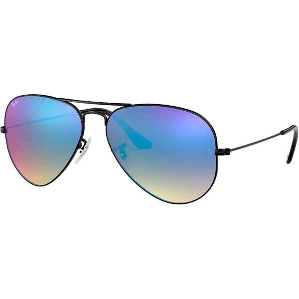 Stylish Aviator Sunglasses - Shiny Black Mirror & Blue Gradient Flash Lenses for Men & Women | Perfect for Driving, Outdoor Sports & Fashion Accessories