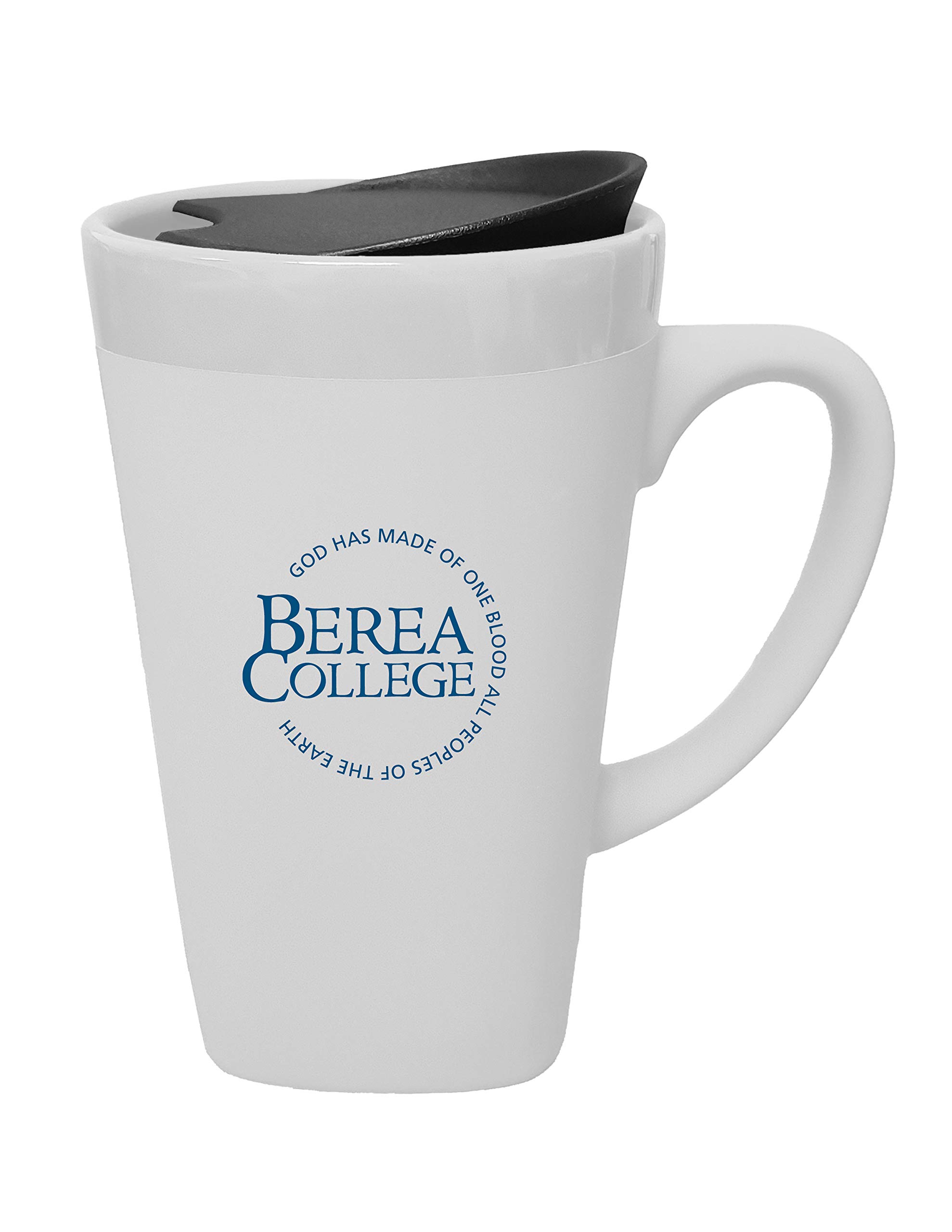 Berea College Ceramic Mug with Swivel Lid - Insulated Travel Coffee Cup, 16oz White - Perfect for Office, Camping & Commuting