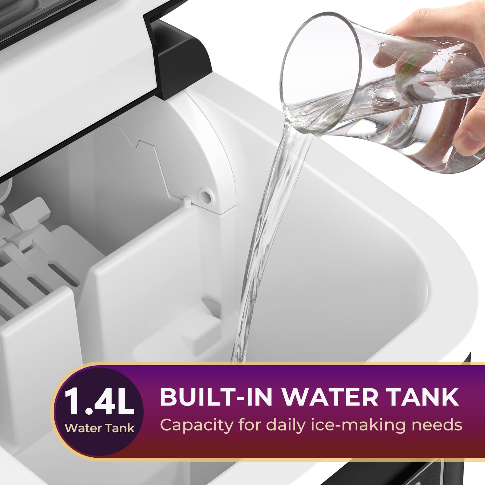 R.W.FLAME Portable Countertop Ice Maker Machine - 9 Bullet Ice Cubes in 6 Minutes, 26.5lbs/24Hrs, Self-Cleaning with Ice Basket & Scoop - Perfect for Home, Office, Kitchen, Bar, Party & Outdoor Use - Black