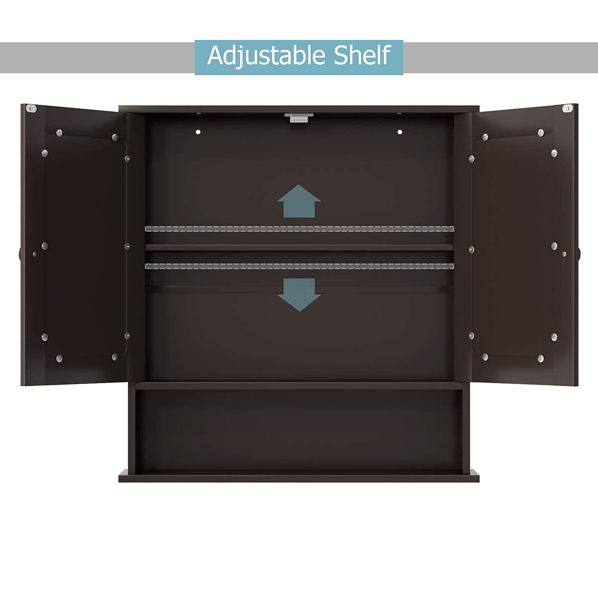 Wall Mounted Wooden Bathroom Cabinet with Double Mirror Doors - Over Toilet Storage Organizer with Round Knobs - Space Saving Bathroom, Kitchen & Bedroom Storage Solution (Brown) - Perfect for Small Bathrooms, Apartment Living and Clutter-Free Organization