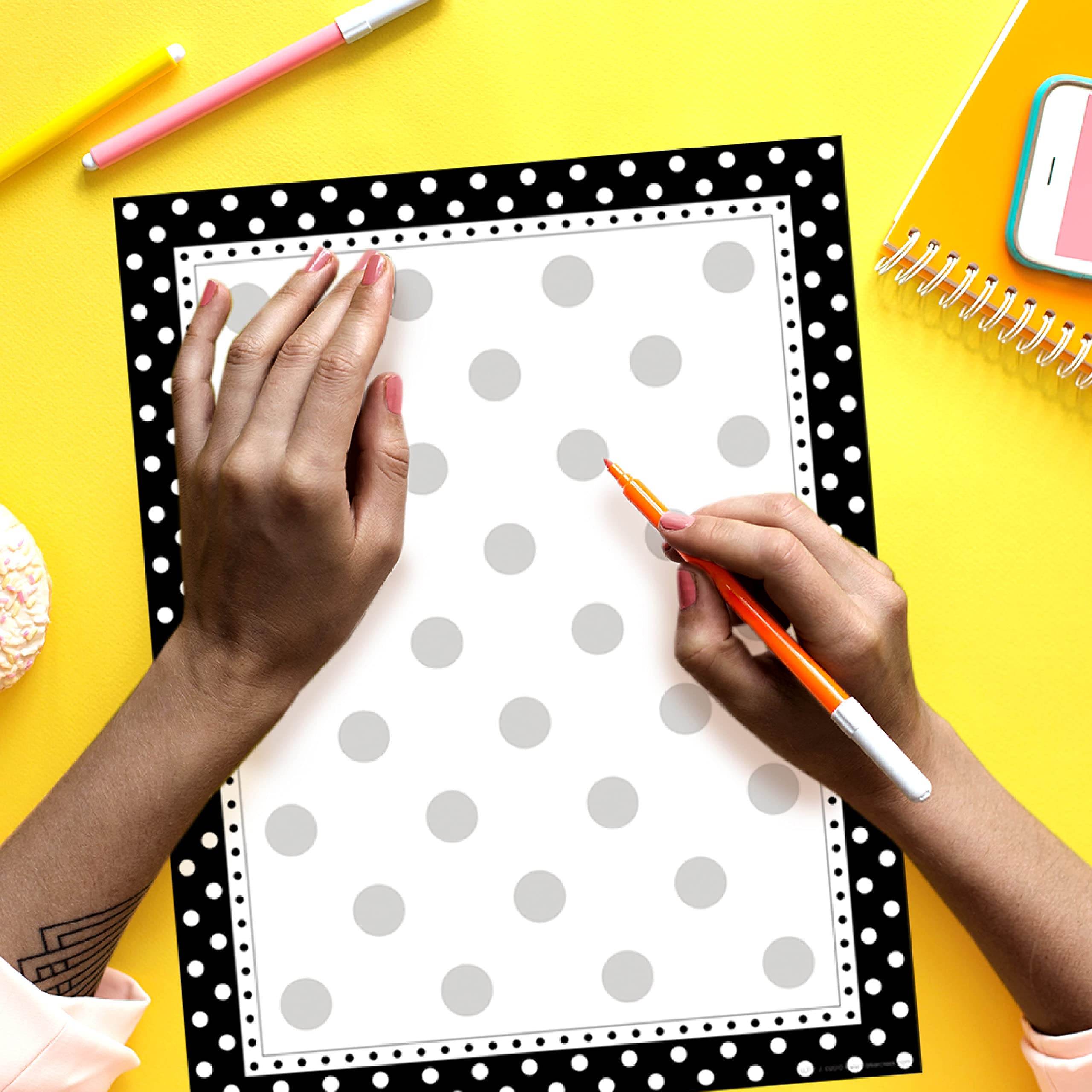 Barker Creek Black & White Dots Decorative Printer Paper - 8.5” x 11” Designer Computer Paper for Home, School & Office - 50 Sheets per Pack - Perfect for Craft Projects, Scrapbooking & Professional Documents