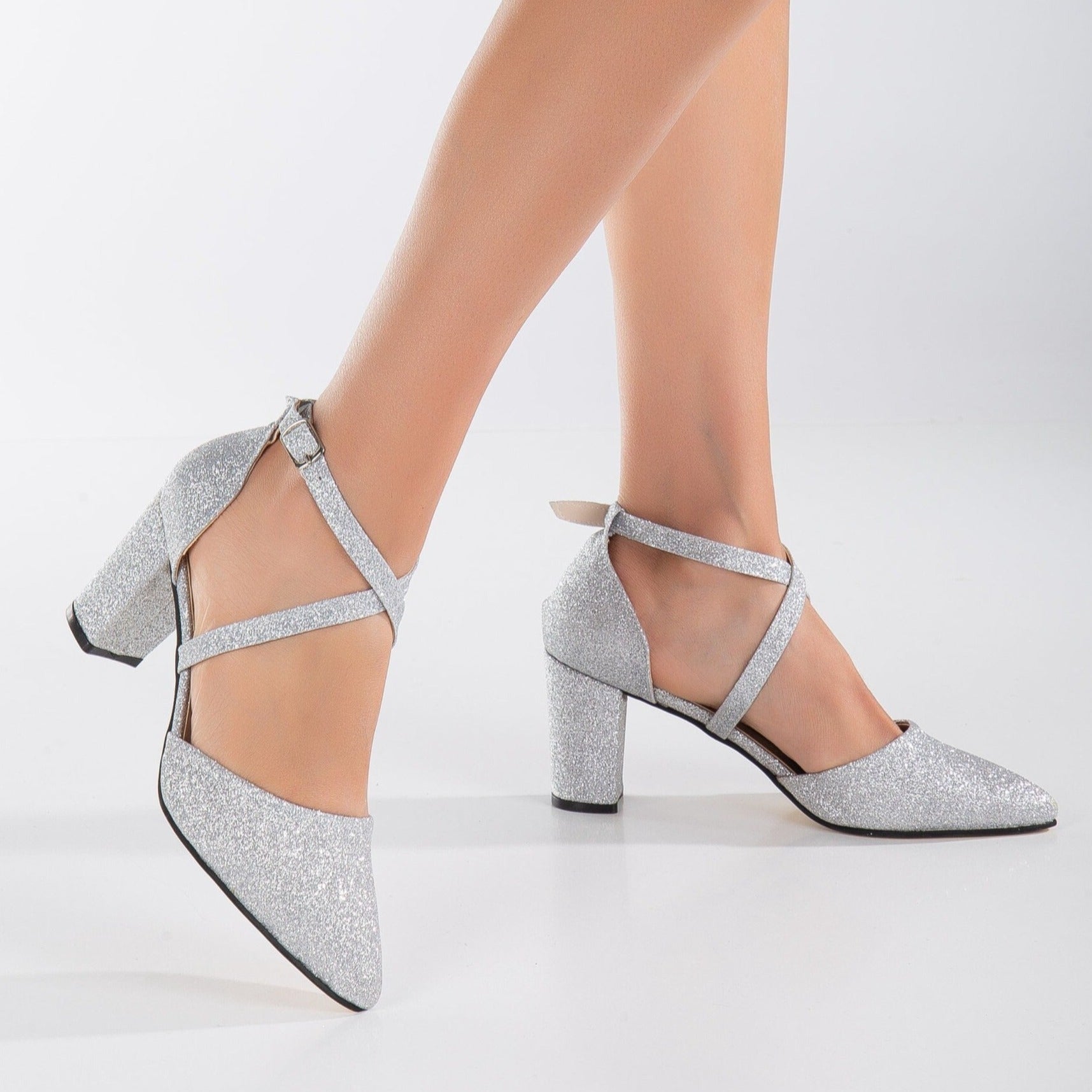 Sina Silver Glitter Wedding Shoes for Bride - Elegant Sparkly Bridal Heels for Wedding Ceremony & Reception, Perfect for Prom, Party, and Special Occasions