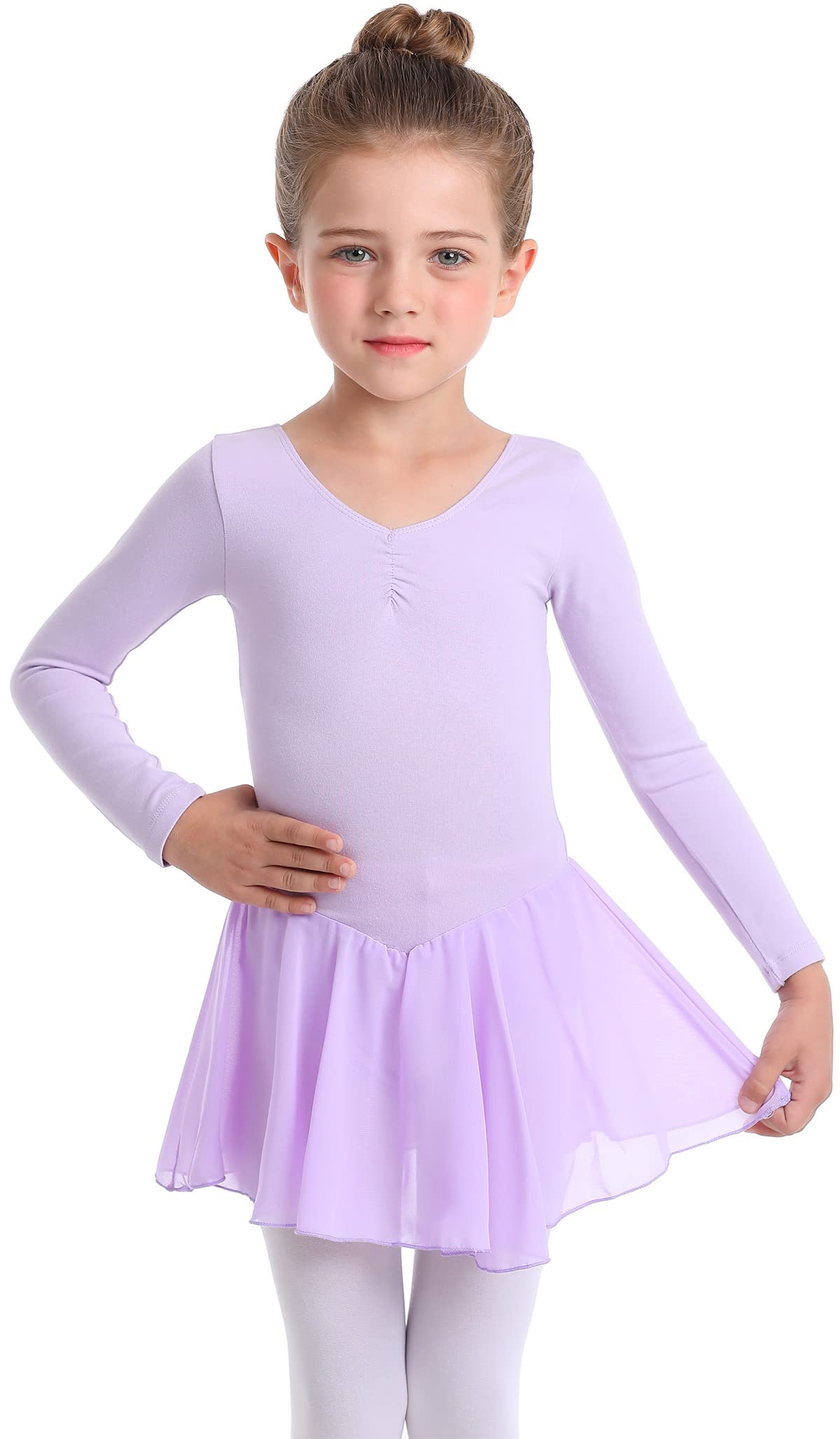 Girls Ballet Leotard with Skirt - Toddler Dance Outfit for Ballet & Gymnastics | Classic Short Sleeve Ballerina Dress for Recitals & Practice