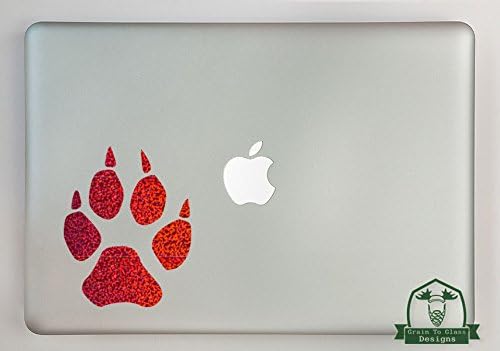 Wolf Paw Print Vinyl Decal Sticker - 6 Inch Red Metal Flake for Car, Truck, Window, Laptop, Phone | Durable Waterproof Decoration for Vehicles, Electronics, DIY Projects