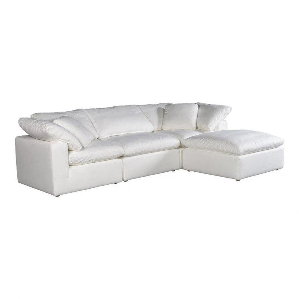 4-Piece Stain-Resistant Terra White Modular Lounge Set - Modern & Durable Sectional Sofa for Living Room, Family Room, or Office