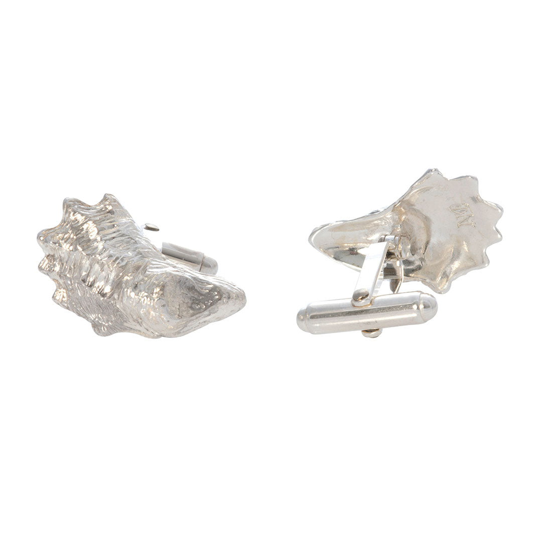 Elegant Sterling Silver Oyster Shell Cufflinks for Men - Perfect for Weddings, Business & Formal Occasions
