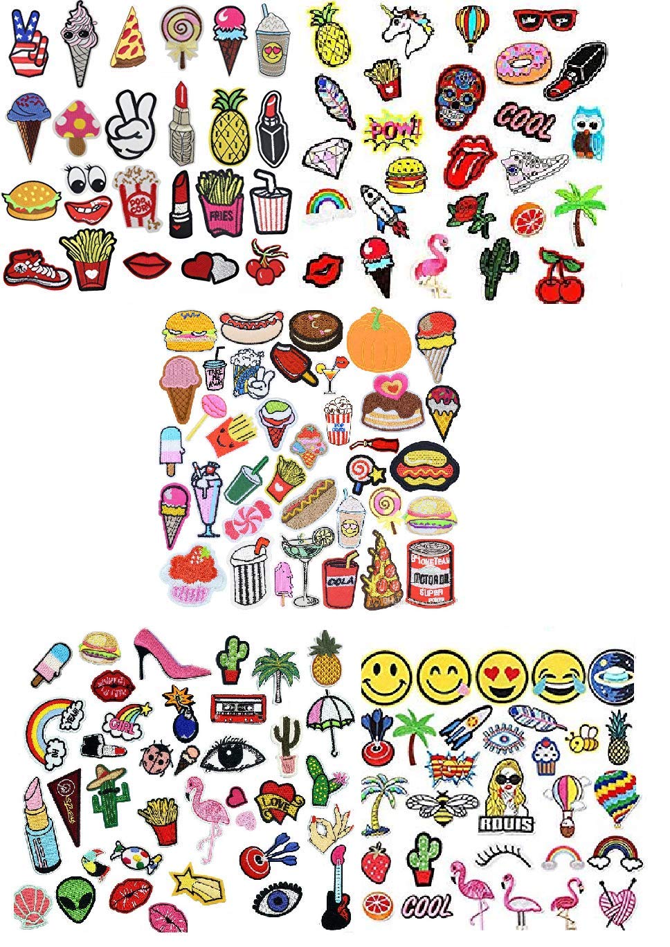 75-Pack Iron On Patches for Clothes - DIY Embroidered Sew On Patches for Jeans, Jackets, Backpacks - Assorted Designs for Customization & Repair - Perfect for DIY Crafts, Fashion Upcycling & Gifts