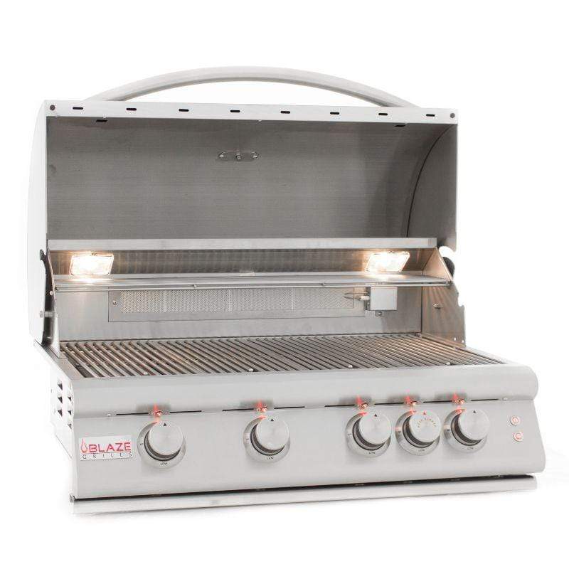 32 Inch 4-Burner LTE Gas Grill with Rear Burner, Built-in Lighting System & Cart - Outdoor BBQ Grill for Backyard, Patio, Camping & Tailgating