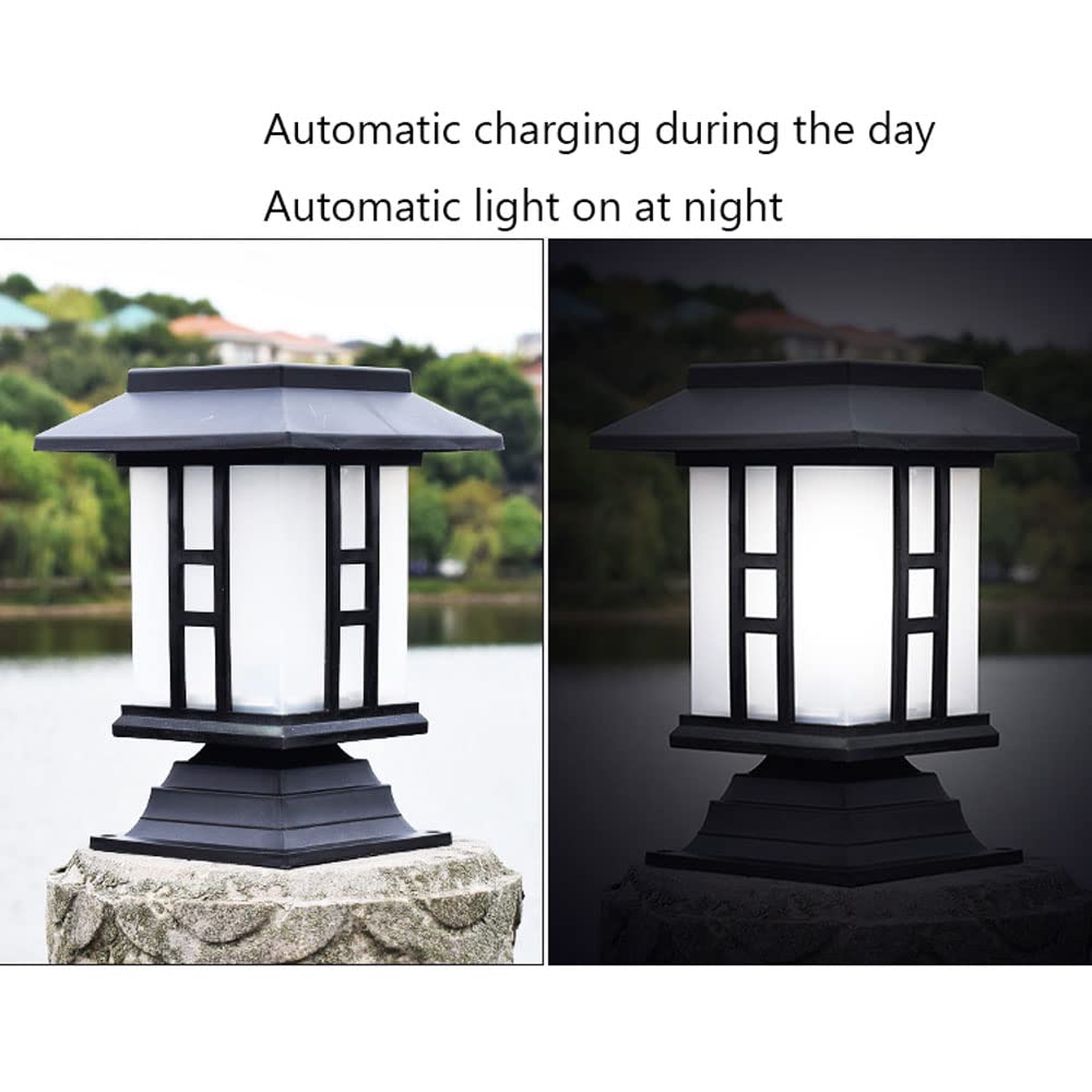 **Outdoor Solar LED Post Lantern Light - Waterproof ABS Pillar Lamp for Garden, Yard, Porch, Courtyard, Terrace - Perfect for Pathway, Patio, and Landscape Lighting**