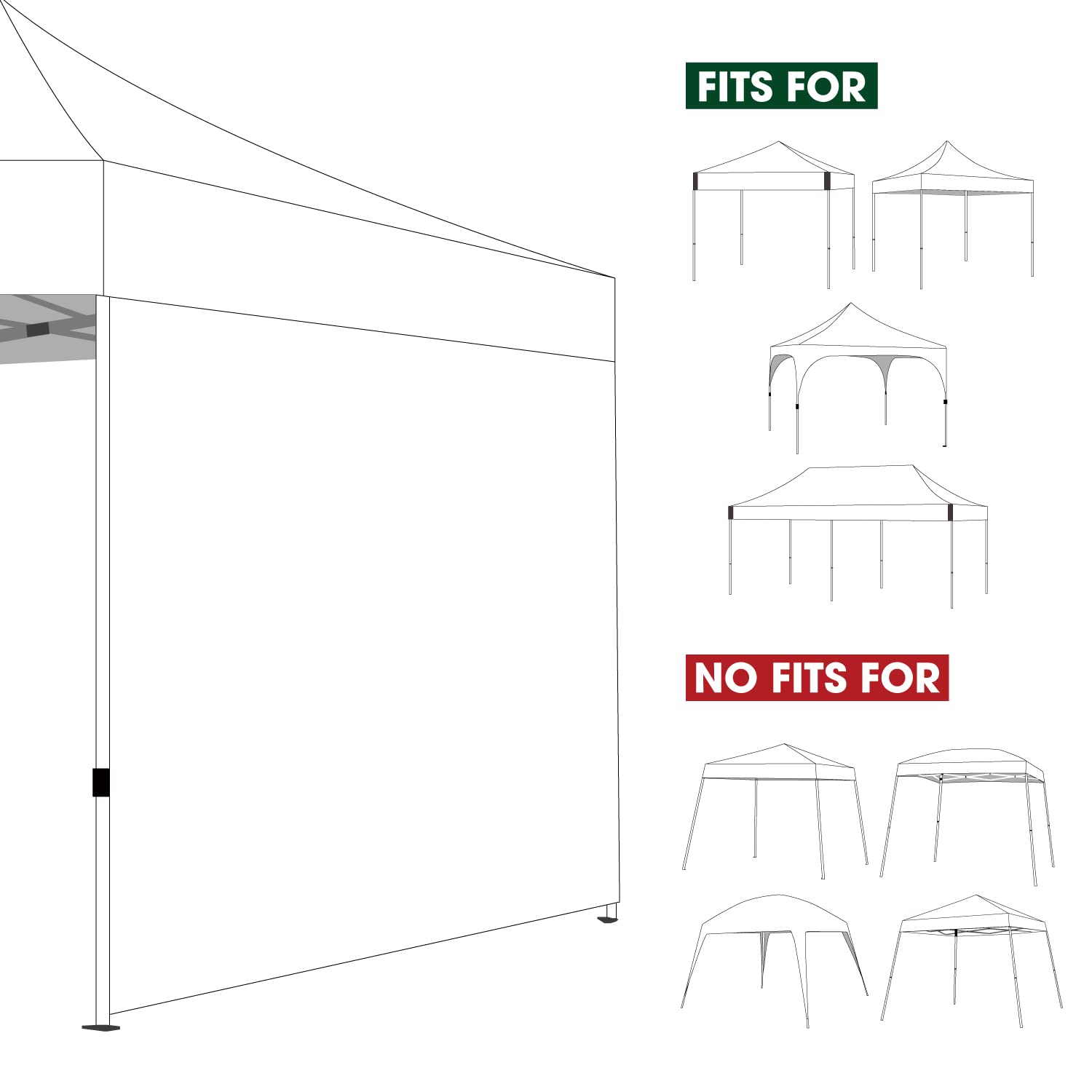 COOSHADE Instant Canopy SunWall 8x8 FT Pop Up Canopy Tent Side Wall - 1 Pack Grey Shade Screen - Perfect for Outdoor Events, Beach Parties & Camping Shelter Protection
