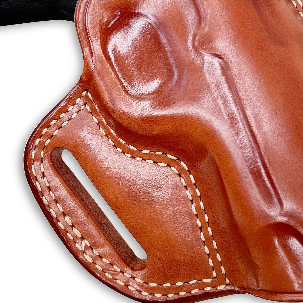 Premium Leather OWB Pancake Holster for Browning 1911-380 Non-Railed | Open Top Design | Right Hand Draw | Brown Color | Concealed Carry & Range Use