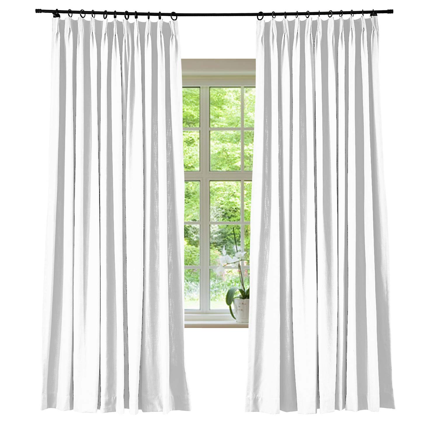 Premium White Linen Pinch Pleat Curtains - 52