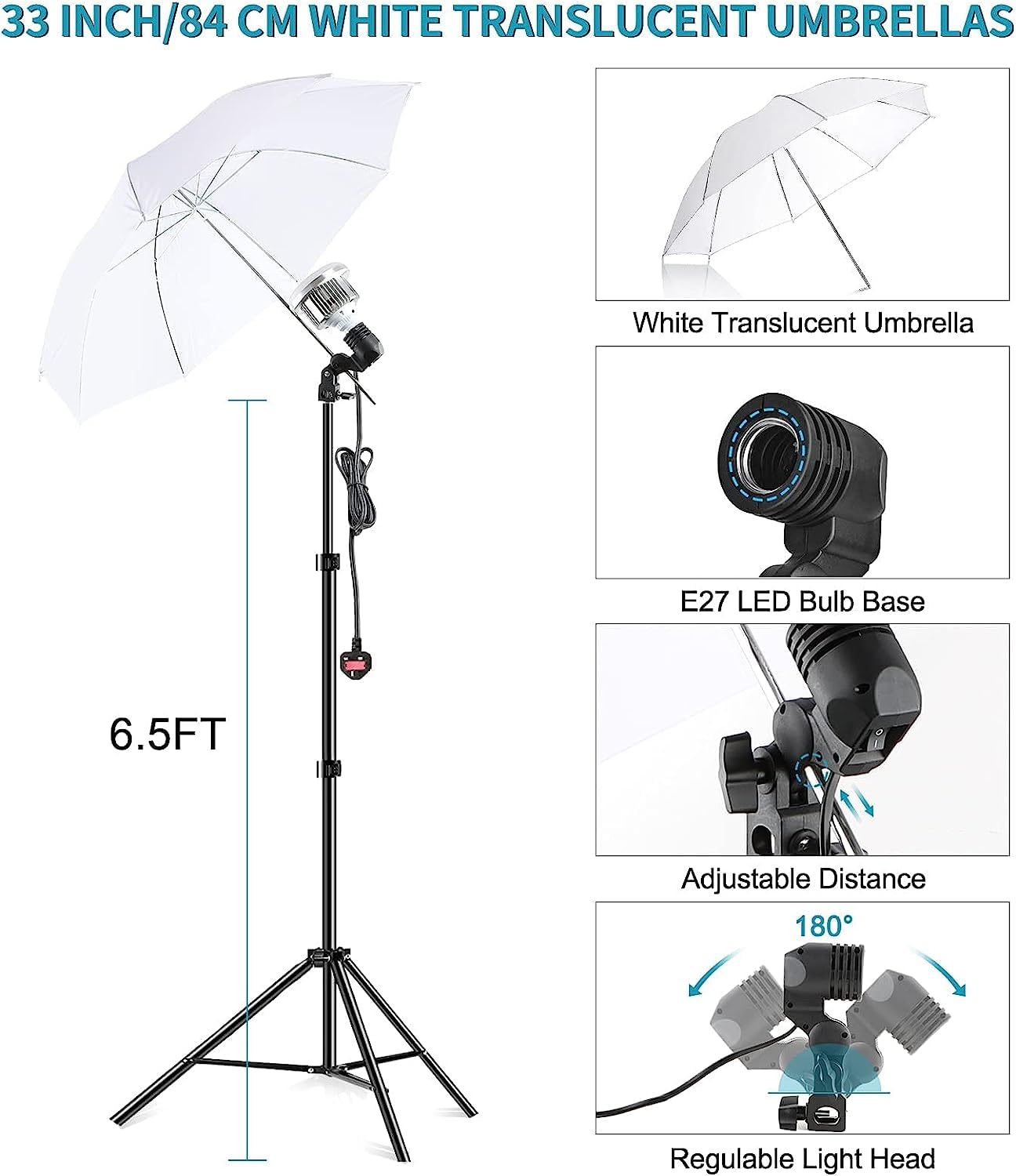 Professional Photography Lighting Kit - 4x45W Dimmable LED Lights with Softbox & Umbrellas (3000-5500K), 2.6x3m Adjustable Backdrop Stand & 3 Color Backdrops - Perfect for Portrait, Video Shooting, YouTube Studio, and Product Photography