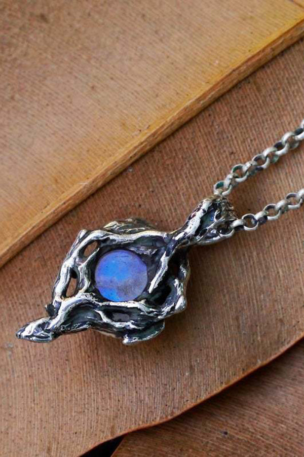 Vintage Rainbow Moonstone Glass Water Drop Pendant Necklace for Women - Elegant Boho Jewelry Gift for Birthday, Wedding & Special Occasions