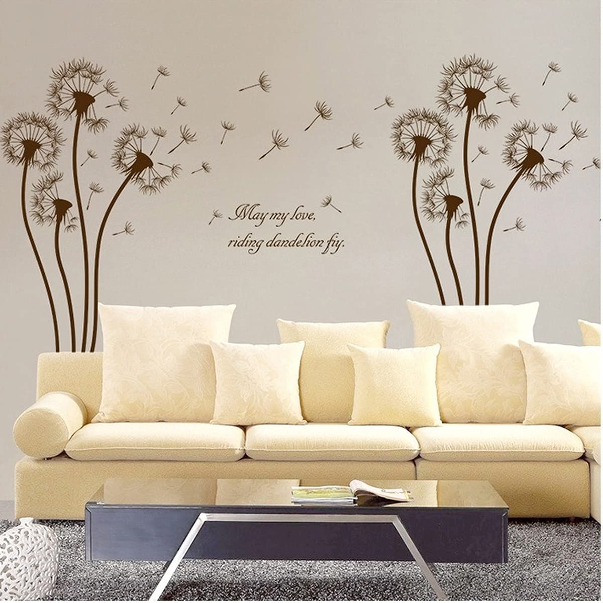 Arawat 3D Butterfly Flower Wall Decals - Peel and Stick DIY Wall Art Stickers for Bedroom, Living Room & Nursery Decor - Dandelion Themed Removable Wall Murals for Home Decoration (Perfect for Kids Rooms, Dorm Decor & Apartment Wall Styling)