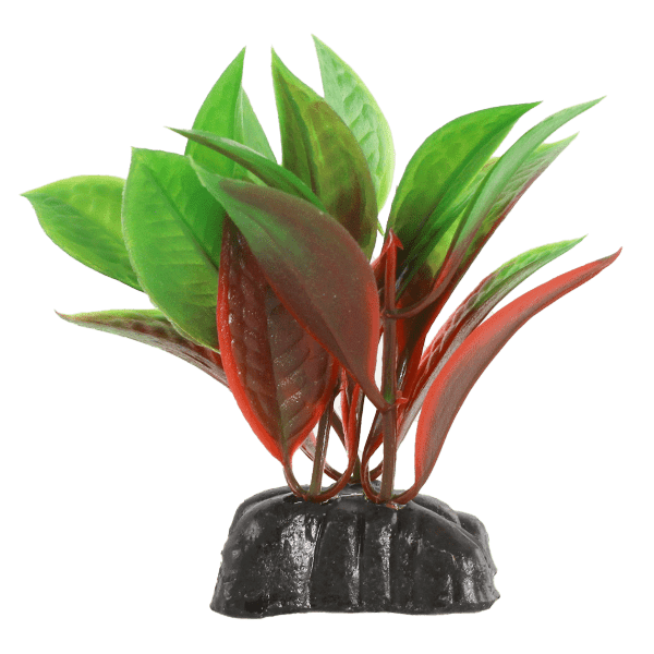 Premium Red & Green Crypt Plastic Betta Fish Plants (3 Pack) - Artificial Aquarium Decor for Betta Tanks, Fish Bowls & Tropical Aquascaping