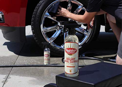 GOLDEN SHINE Premium Wheel Cleaner Spray - 16oz Chrome, Painted & Polished Wheel Cleaner - Safe for Alloy Rims & Hubcaps - Perfect for Car Detailing & Auto Care (44016)