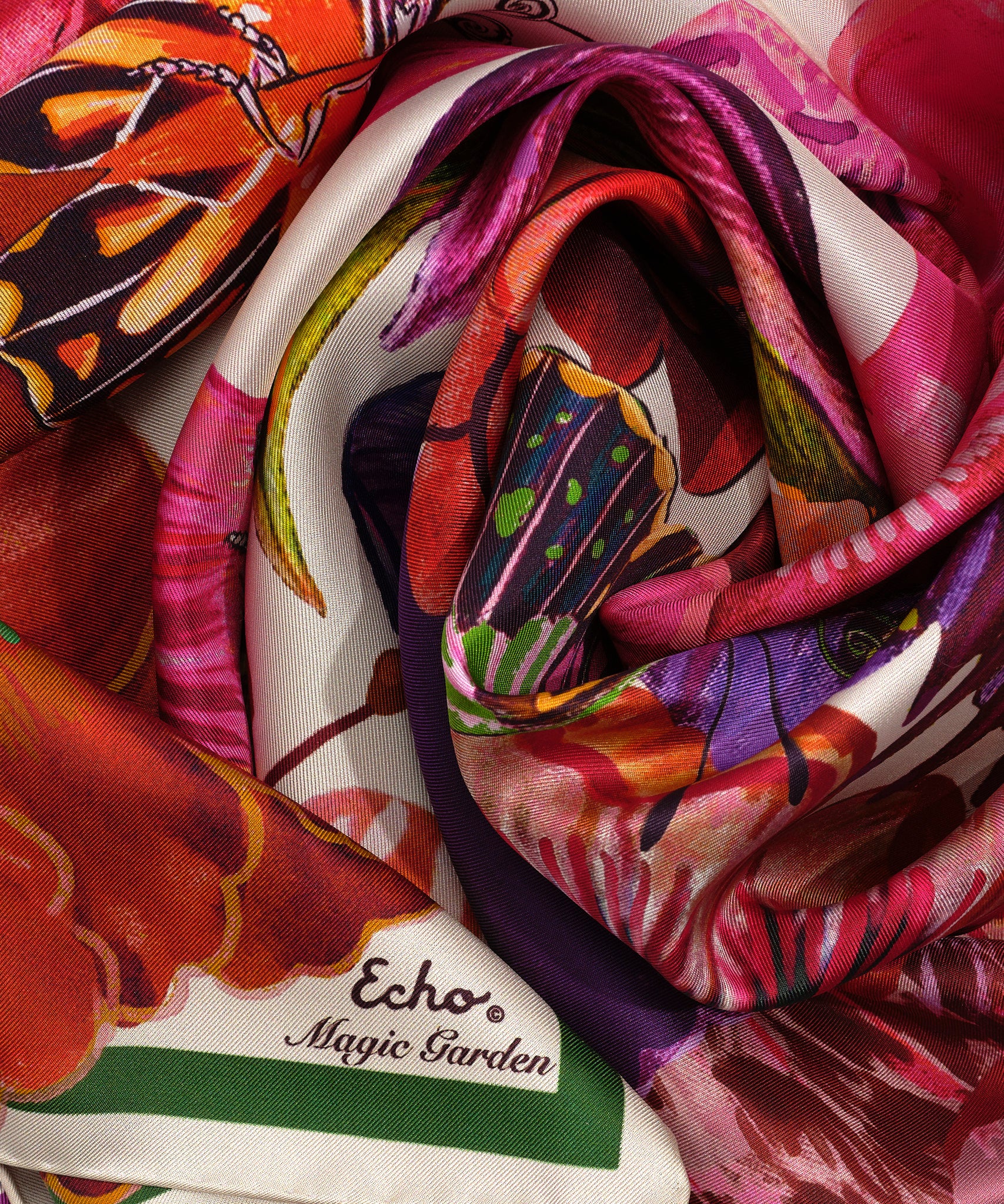 Magic Garden 35 Silk Square Scarf - Elegant Fashion Accessory for Women, Perfect for Travel, Parties & Gift Giving