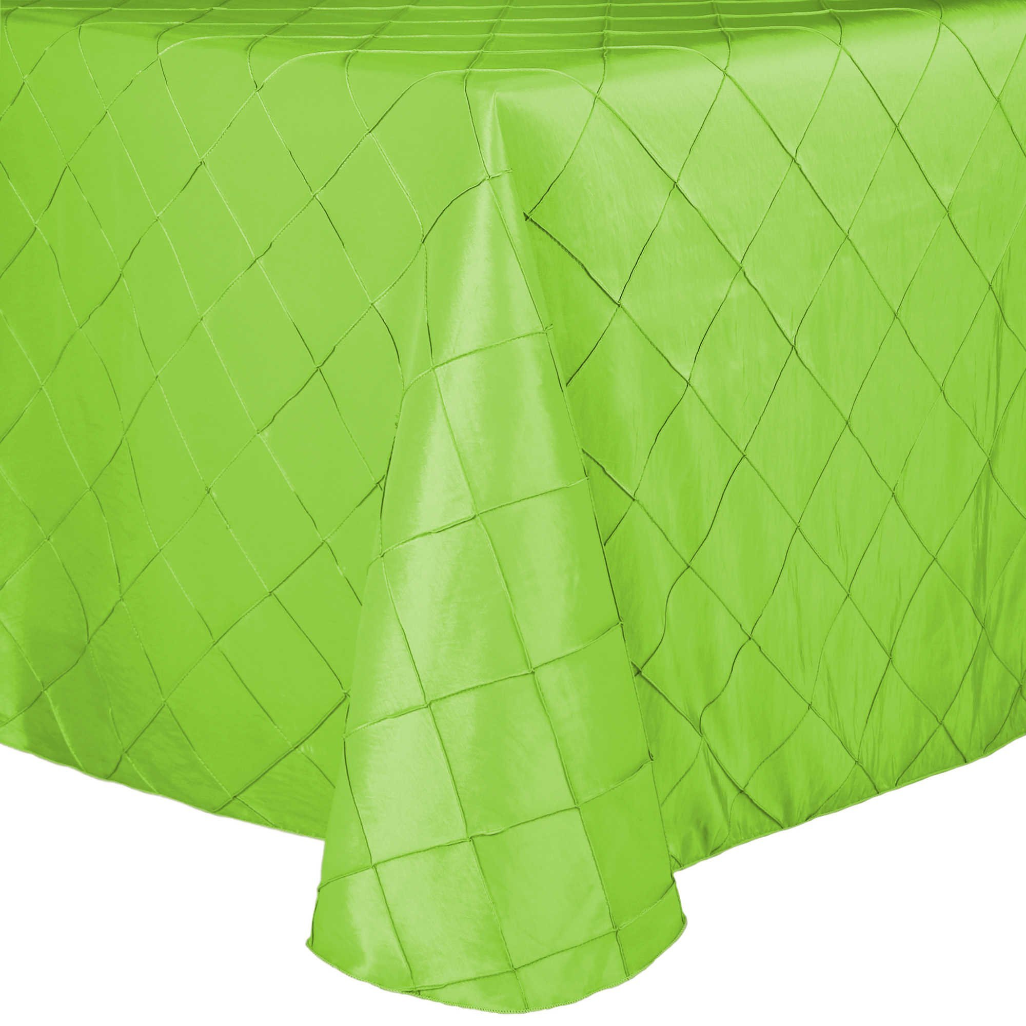 10 Pack Embroidered Pintuck Taffeta Tablecloth 60 x 102 Inch Oval - Apple Lime Green for Wedding, Banquet & Formal Dining Decor