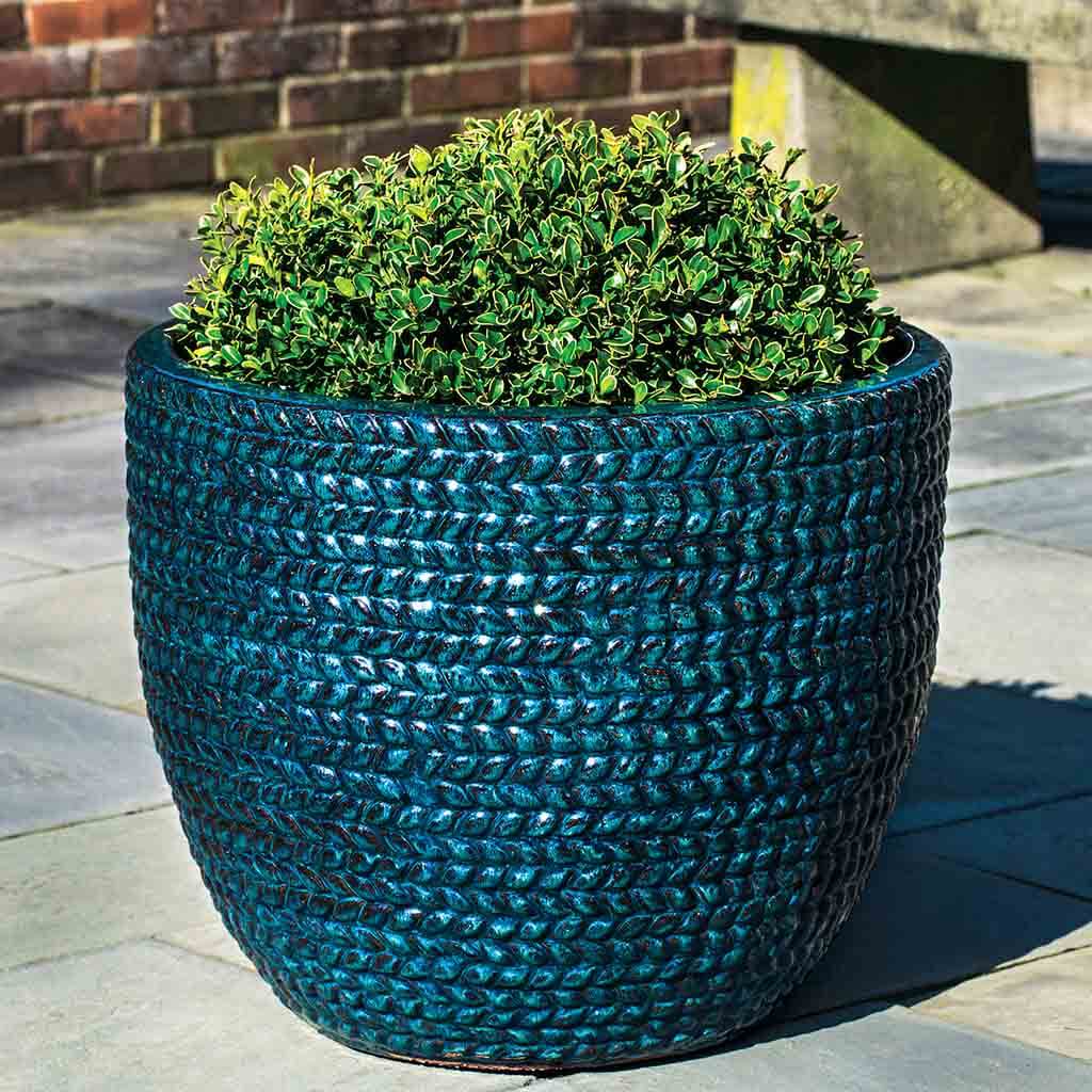 Campania International Sisal Weave Planter Set of 3 - Indigo Rain Color - Modern Indoor/Outdoor Flower Pots for Home Decor, Patio, Garden & Office Plants