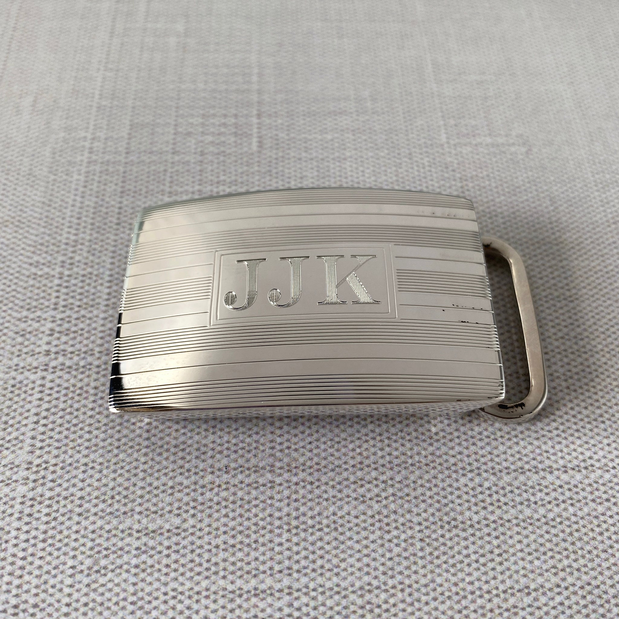Vintage Engine Turned Sterling Silver Belt Buckle 1 1/8