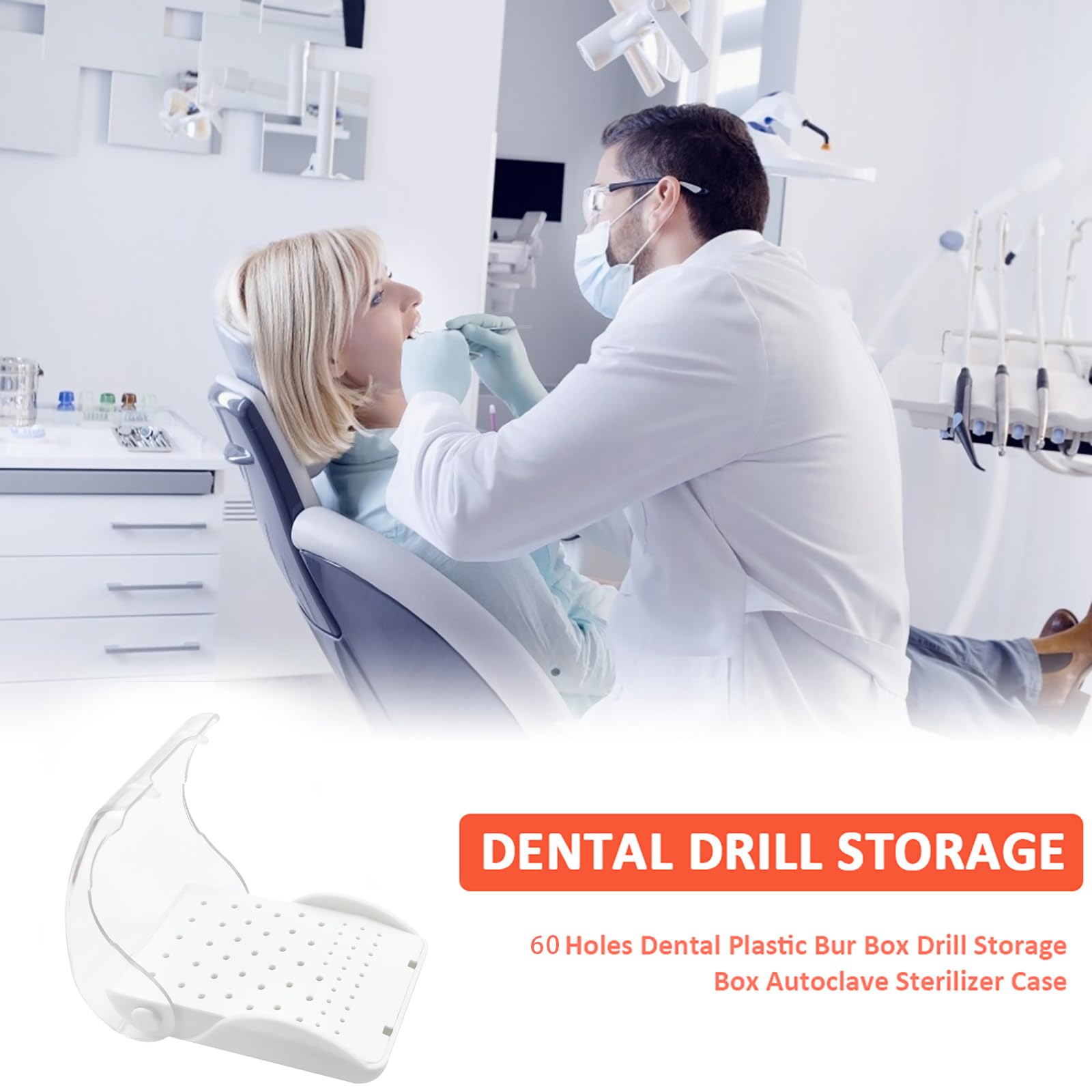 Autoclavable Dental Bur Block Organizer - 60 Hole Holder for Slow & High Speed Burs, Diamond Burs & Dental Drills | Durable Case with Cover | Perfect for Dentist Offices & Dental Clinics