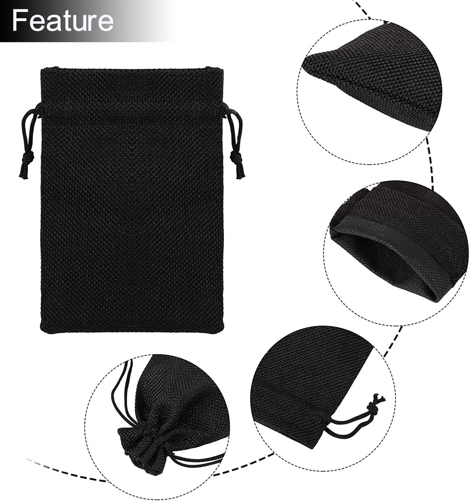 20pcs Black Burlap Drawstring Gift Bags 3.9
