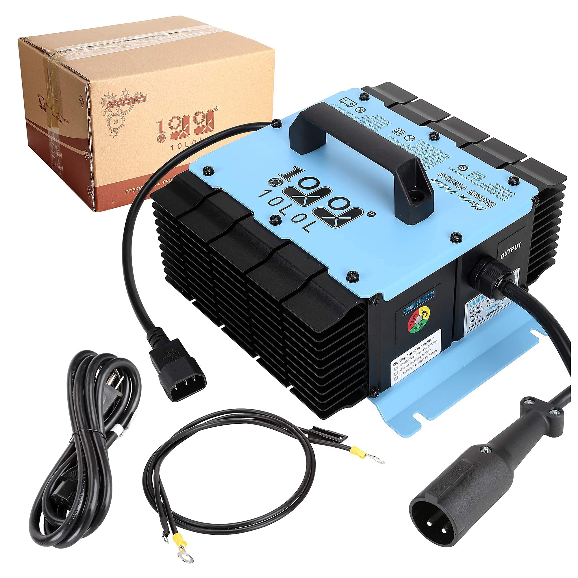 48V Golf Cart Battery Fast Charger 18AMP for Club Car DS & Precedent - 10L0L with 2-Pin Round Connector - Compatible with Lead Acid, AGM, Gel Batteries - Perfect for Home, Golf Course & RV Use