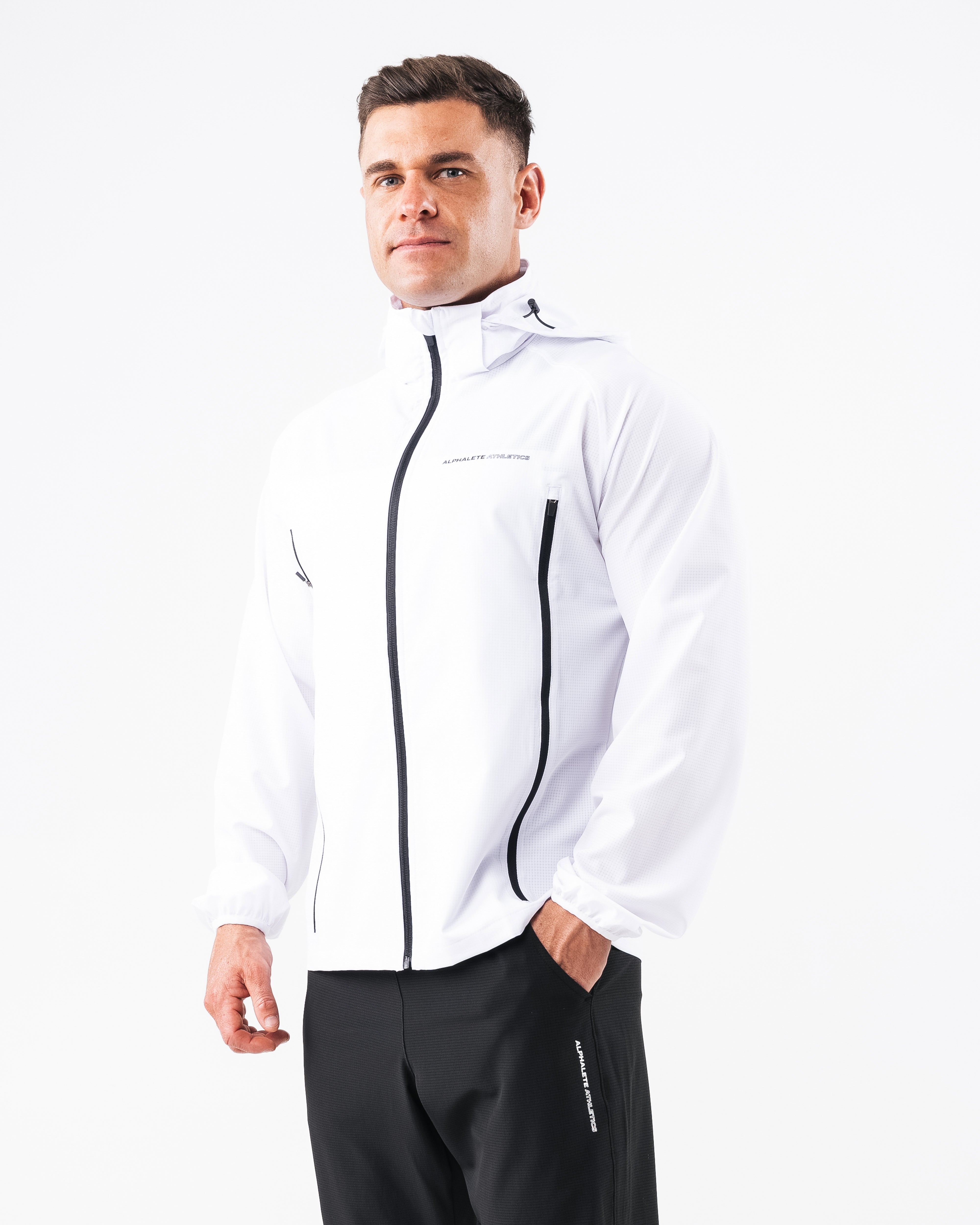 Premium Infinity Tech Jacket - Lightweight Waterproof Windbreaker for Men & Women | White Outdoor Jacket for Hiking, Running & Travel