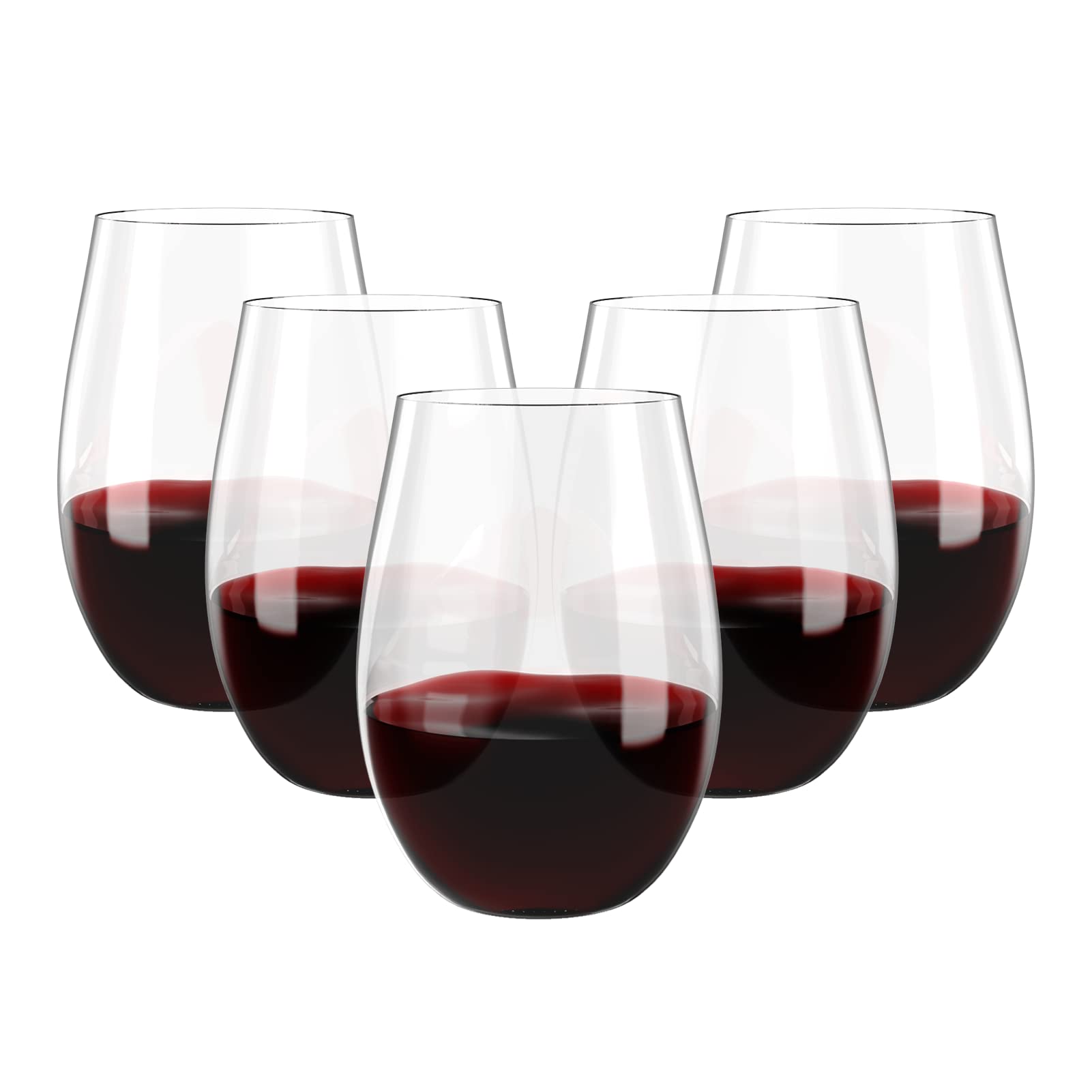 FOCUSLINE 20-Pack 16oz Unbreakable Plastic Wine Glasses - Heavy Duty Stemless Cups for Wedding, Party & Outdoor Events - Shatterproof, Reusable & Disposable Drinkware for Picnics, BBQs & Pool Parties