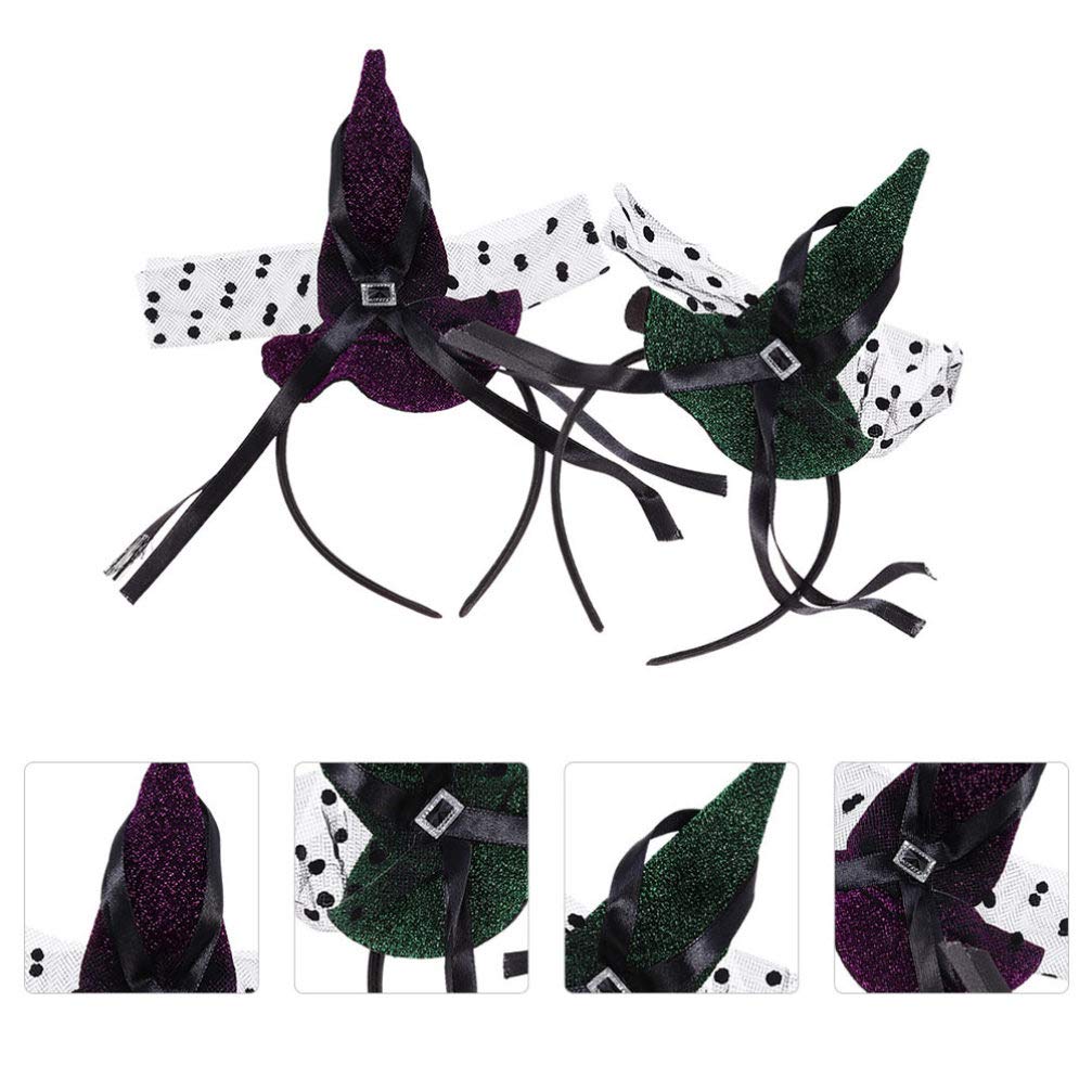 Minkissy 4-Piece Halloween Witch Hat Set - Pointed Hat Headband, Tiara, Hair Tie & Bonnet for Women | Costume Accessories for Halloween Parties, Witch Costumes & Cosplay