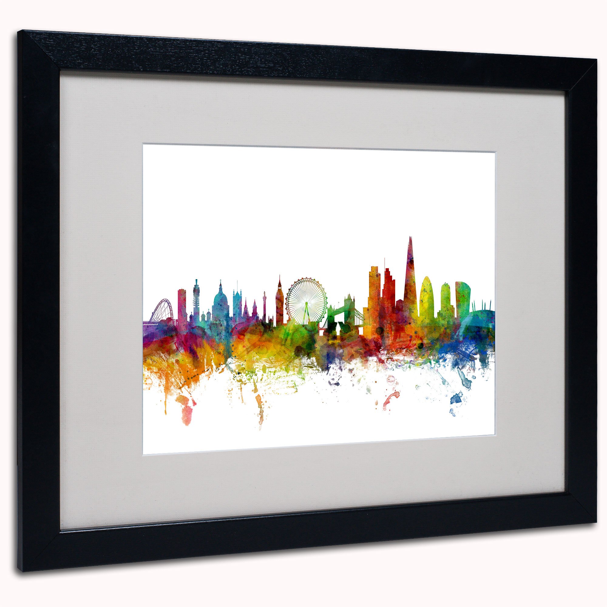 Michael Tompsett London England Skyline IX Canvas Art Print - 16x20 Inch Black Framed Wall Decor for Living Room, Office & Bedroom