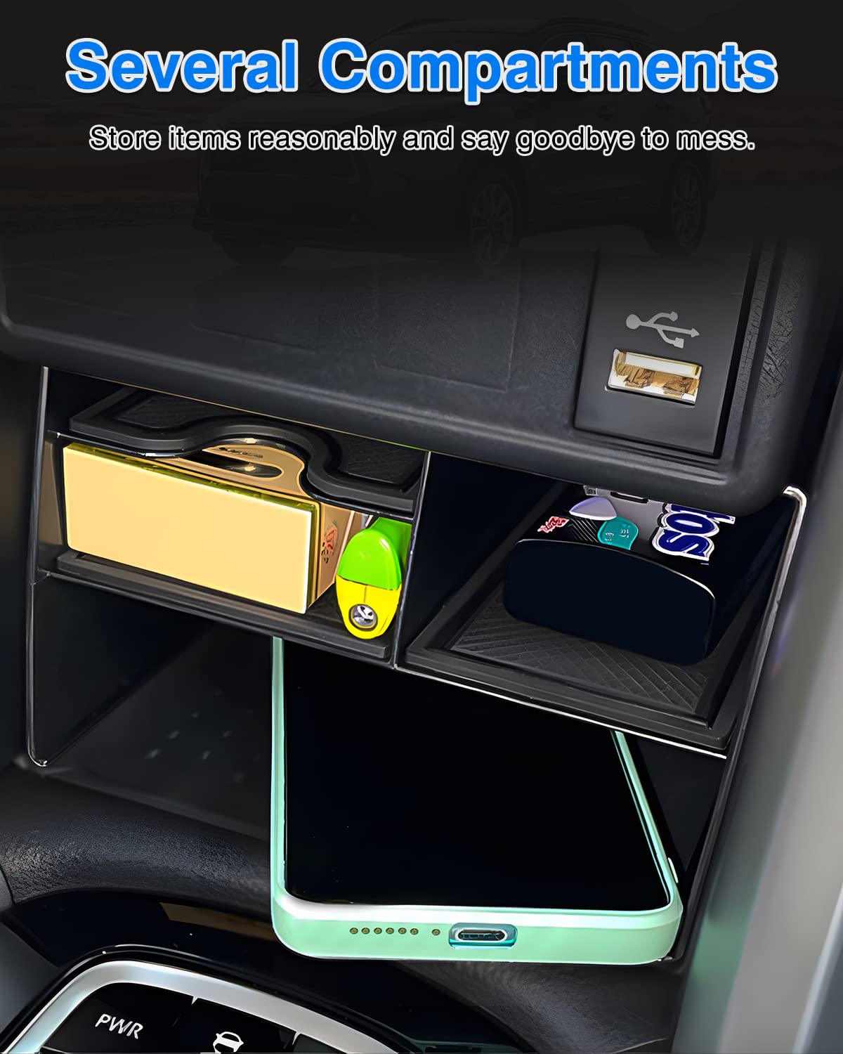 2PCS Center Console Organizer Tray for 2022-2025 Toyota Corolla Cross | Non-Slip Armrest Storage Box | Car Accessories for Organization | Perfect for Road Trips & Daily Commute