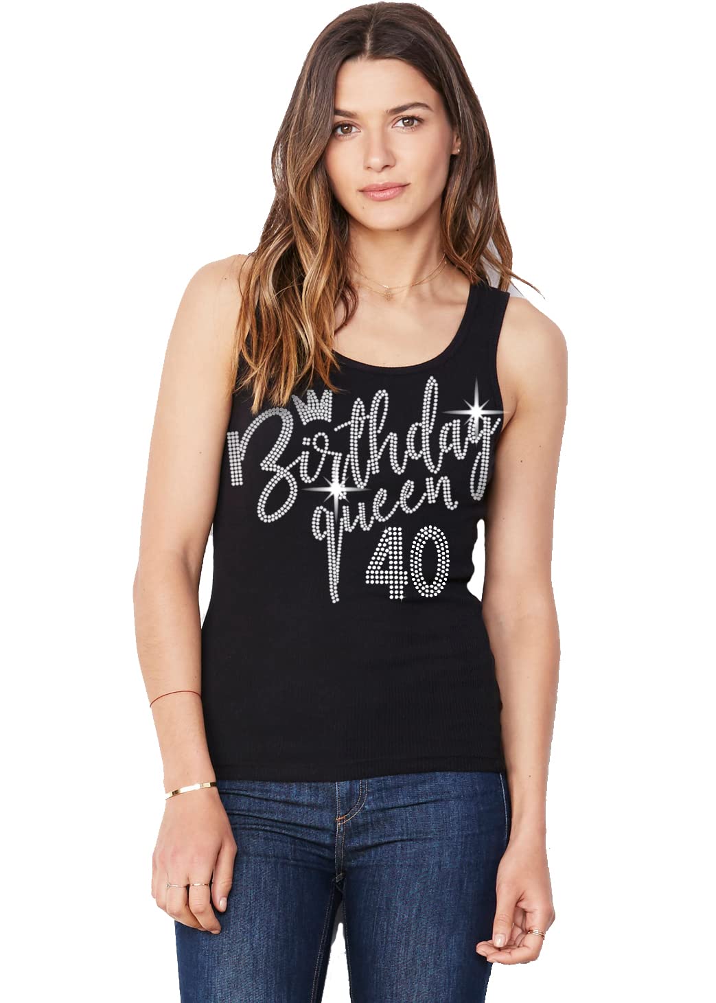 Sparkling 40th Birthday Shirts for Women - Rhinestone Birthday Tank Tops - Funny 40th Birthday Gift Ideas - Perfect for Parties, Girls Night Out & Birthday Celebrations