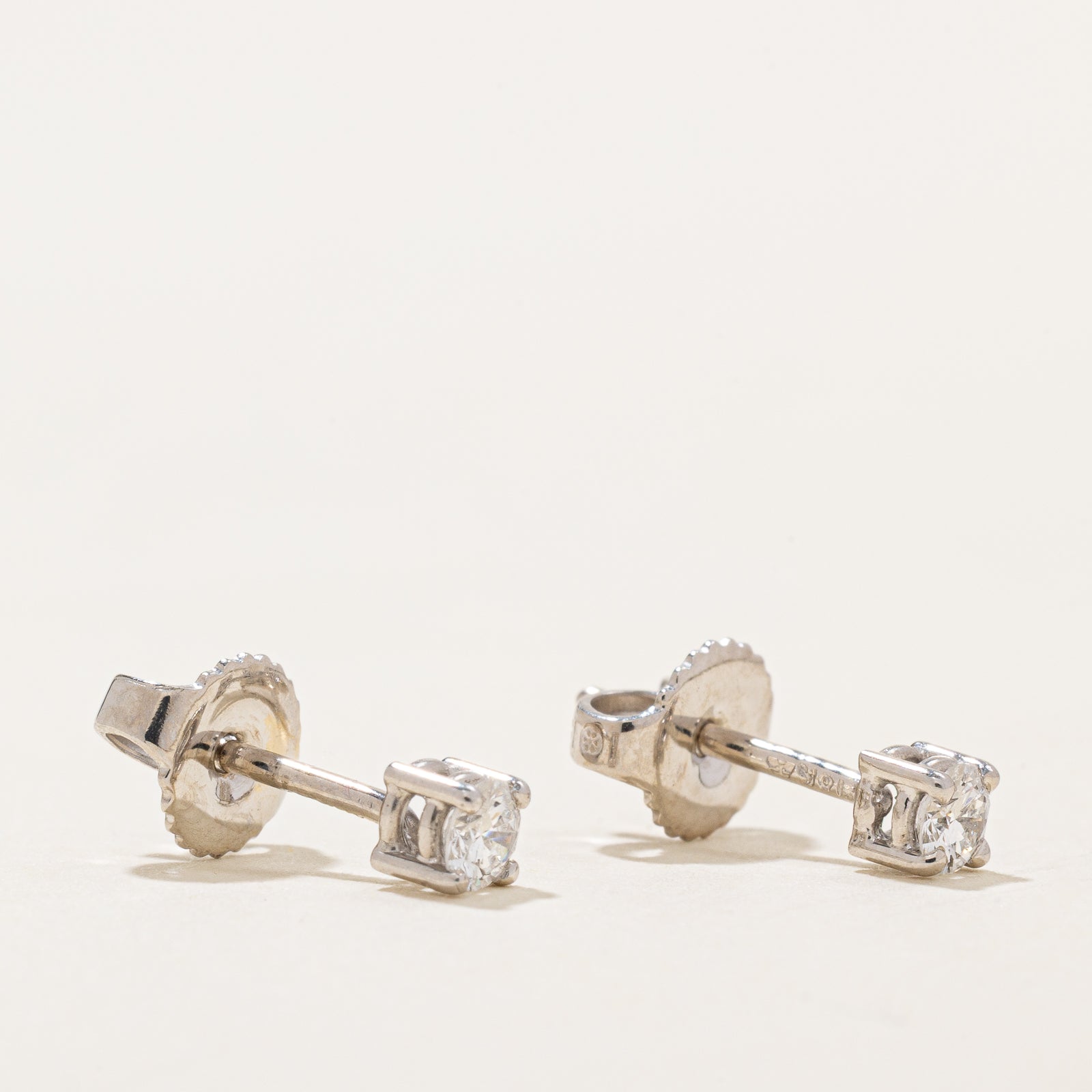 18K Gold Diamond Stud Earrings - 0.21 Carat Total Weight (ctw) | Classic Round Cut Stud Earrings for Women | Perfect for Everyday Wear, Weddings & Special Occasions