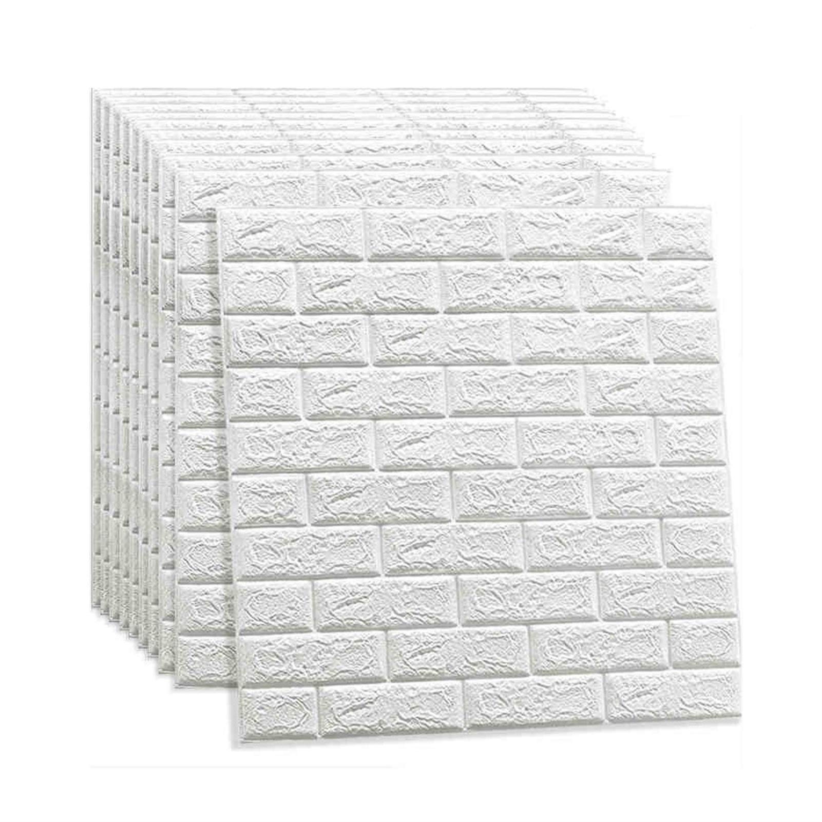 3D Foam Brick Wall Panels - Self-Adhesive Brick Pattern Wallpaper (20pcs, White, 70x77cm, 4.5mm Thick) - Peel & Stick Wall Decoration for Home, Office, Bedroom, and Cafe Interior Design
