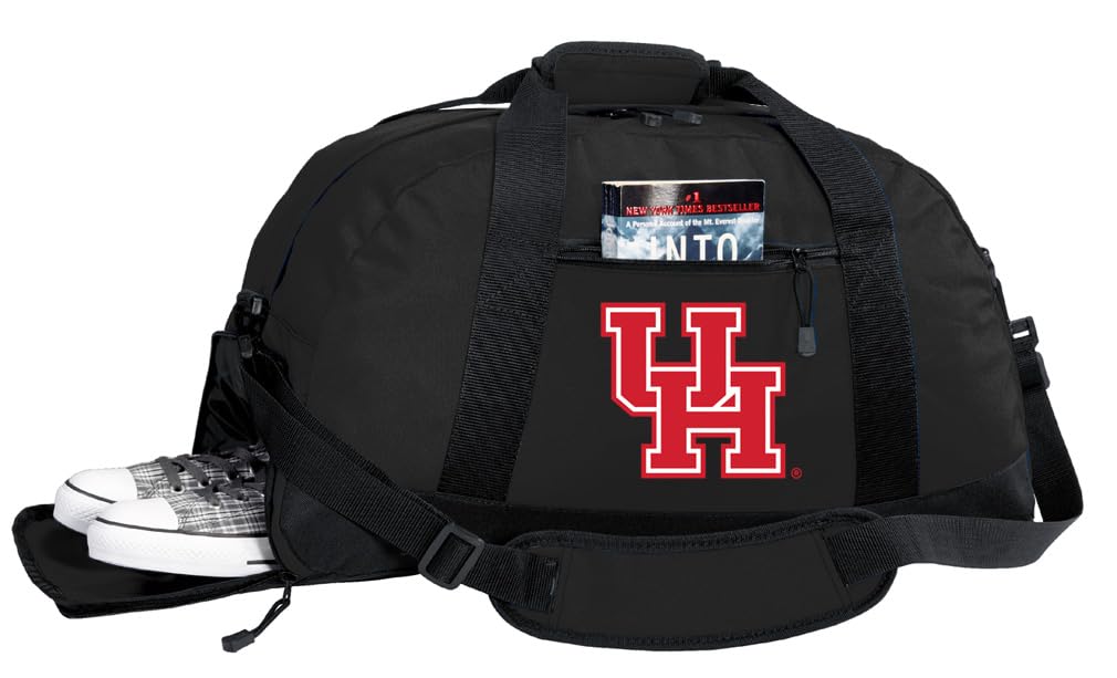 University of Houston UH Cougars Logo Duffel Bag with Shoe Pocket - Durable Gym Bag for Sports, Travel & Workout - Perfect for College Students, Athletes & Gym Enthusiasts