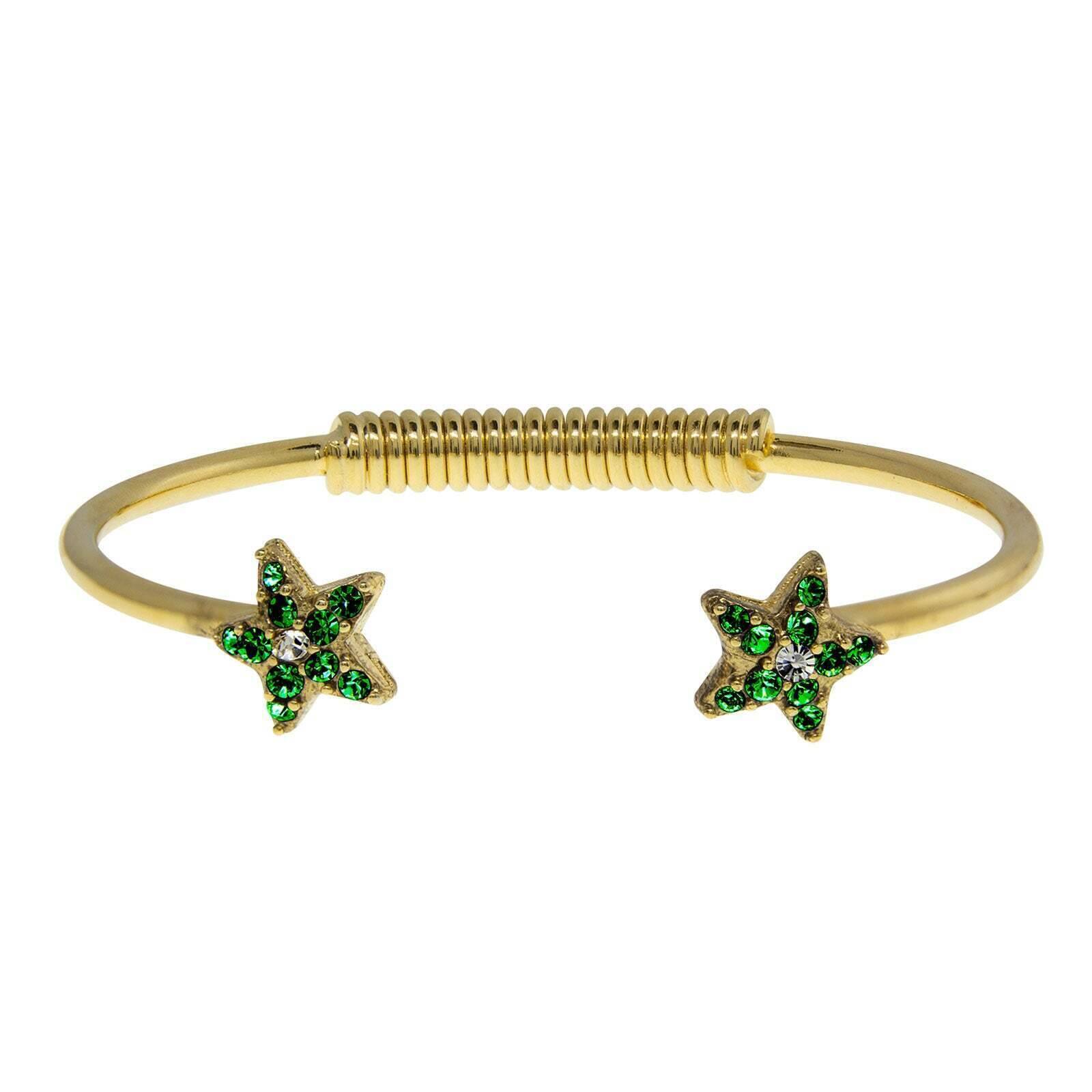 1928 Jewelry Gold Austrian Crystal Star Spring Bracelet - Elegant Fashion Bracelet for Women, Perfect for Parties, Weddings & Special Occasions