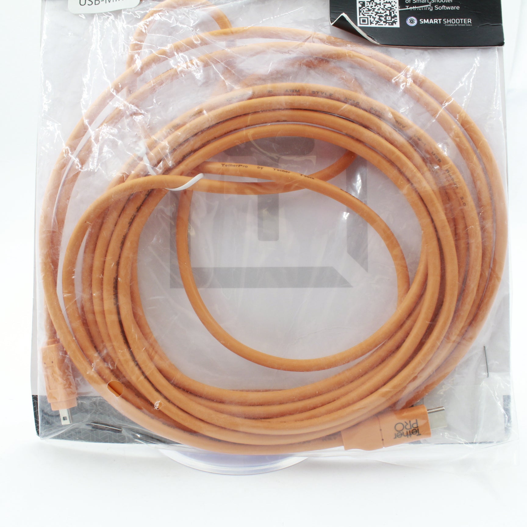 TetherPro USB Type C to Mini USB 2.0 Type B Cable 15ft Orange - Open Box Fair Condition | Perfect for Camera Tethering & Data Transfer