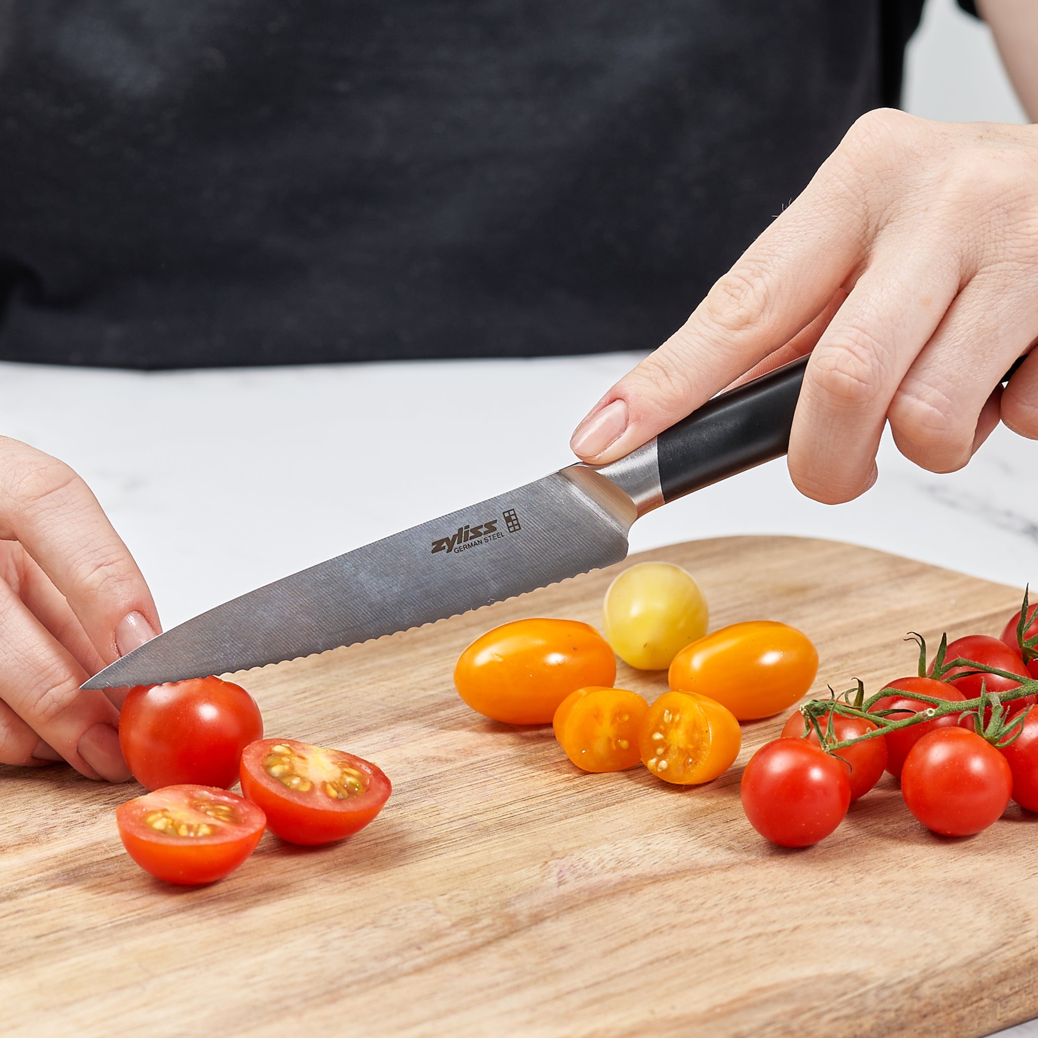 Premium Comfort Pro Serrated Paring Knife 4.5 Inch - Sharp Stainless Steel Blade for Precise Peeling, Slicing & Trimming - Ideal for Fruits, Vegetables & Kitchen Prep