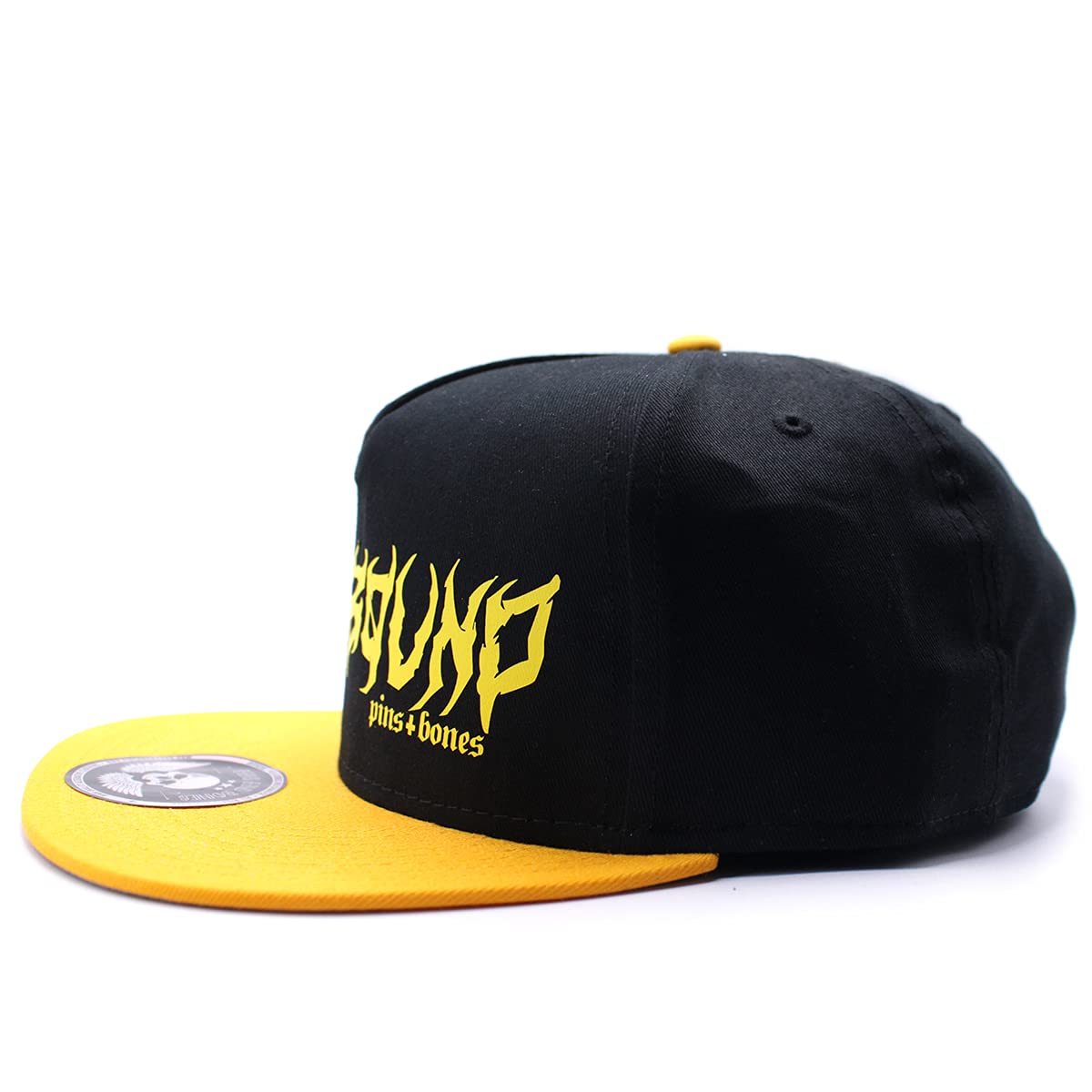 Hellbound Gothic Snapback Hat - Black & Yellow Punk Skull Cap - Adjustable One Size Fits All - Perfect for Halloween, Concerts & Streetwear Fashion