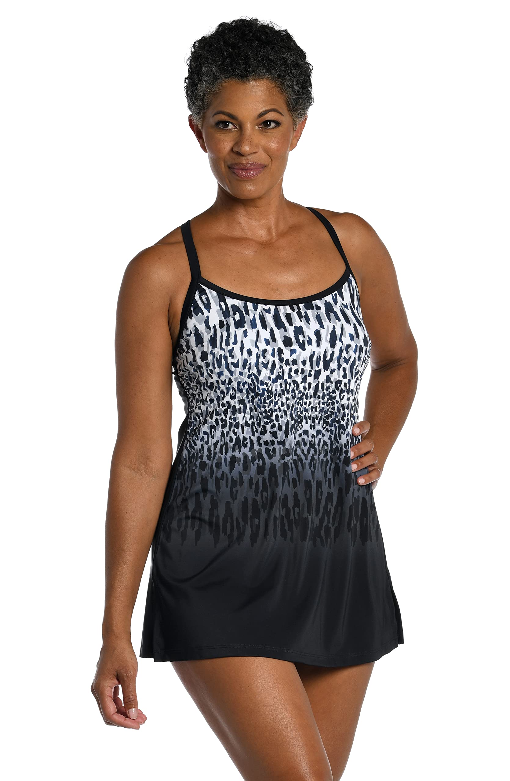 Women's Scoop Neck Swim Dress One Piece Swimsuit - Flattering Swimwear with Skirt for Beach, Pool & Vacation | Plus Size Options Available