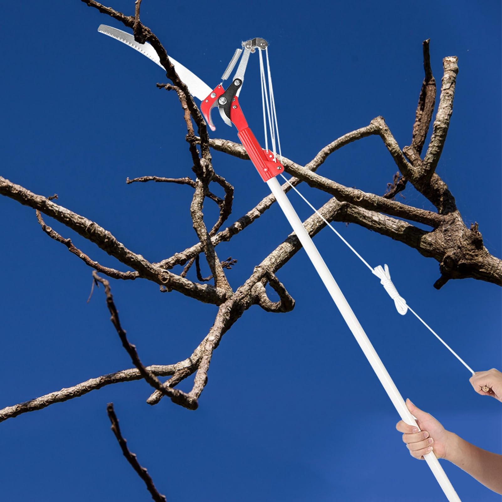 **4-Wheel Manual Pole Saw - High Reach Tree Trimmer & Branch Cutter for Garden Pruning | Durable Pole Pruner for Trimming Trees, Shrubs & Tall Branches | Perfect for Landscaping, Yard Maintenance & DIY Gardening**