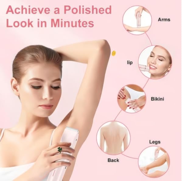 Electric Bikini & Body Hair Trimmer for Women - 2-in-1 Painless Hair Removal Razor with USB Charging Dock (Pink/Blue) | Perfect for Travel, Gym & Sensitive Skin Care